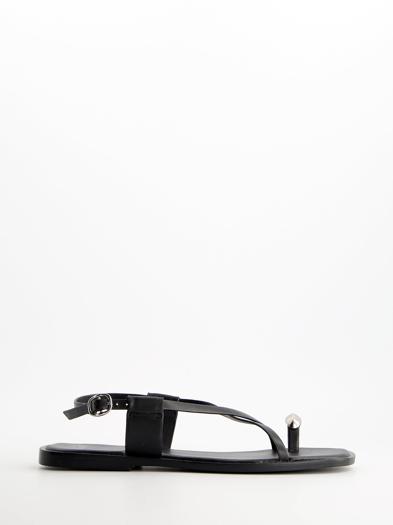 BLACK LEATHER SANDALS - OSSY