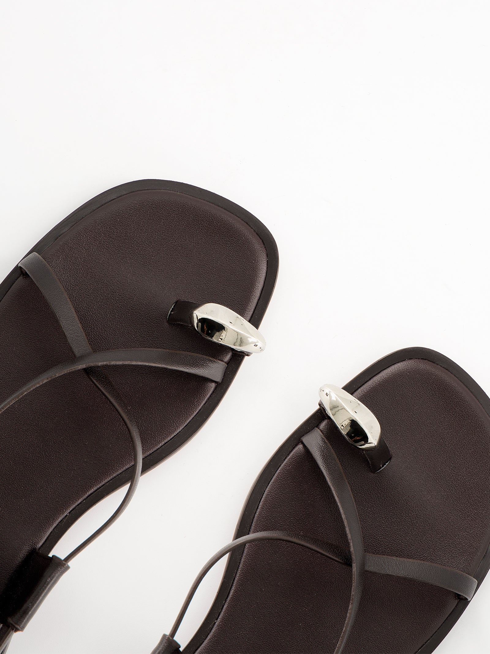 DARK BROWN LEATHER SANDALS - OSSY