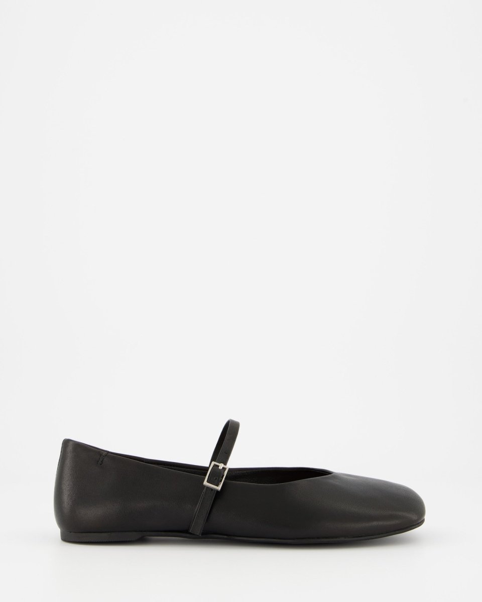 BLACK LEATHER BALLERINAS - BENIS
