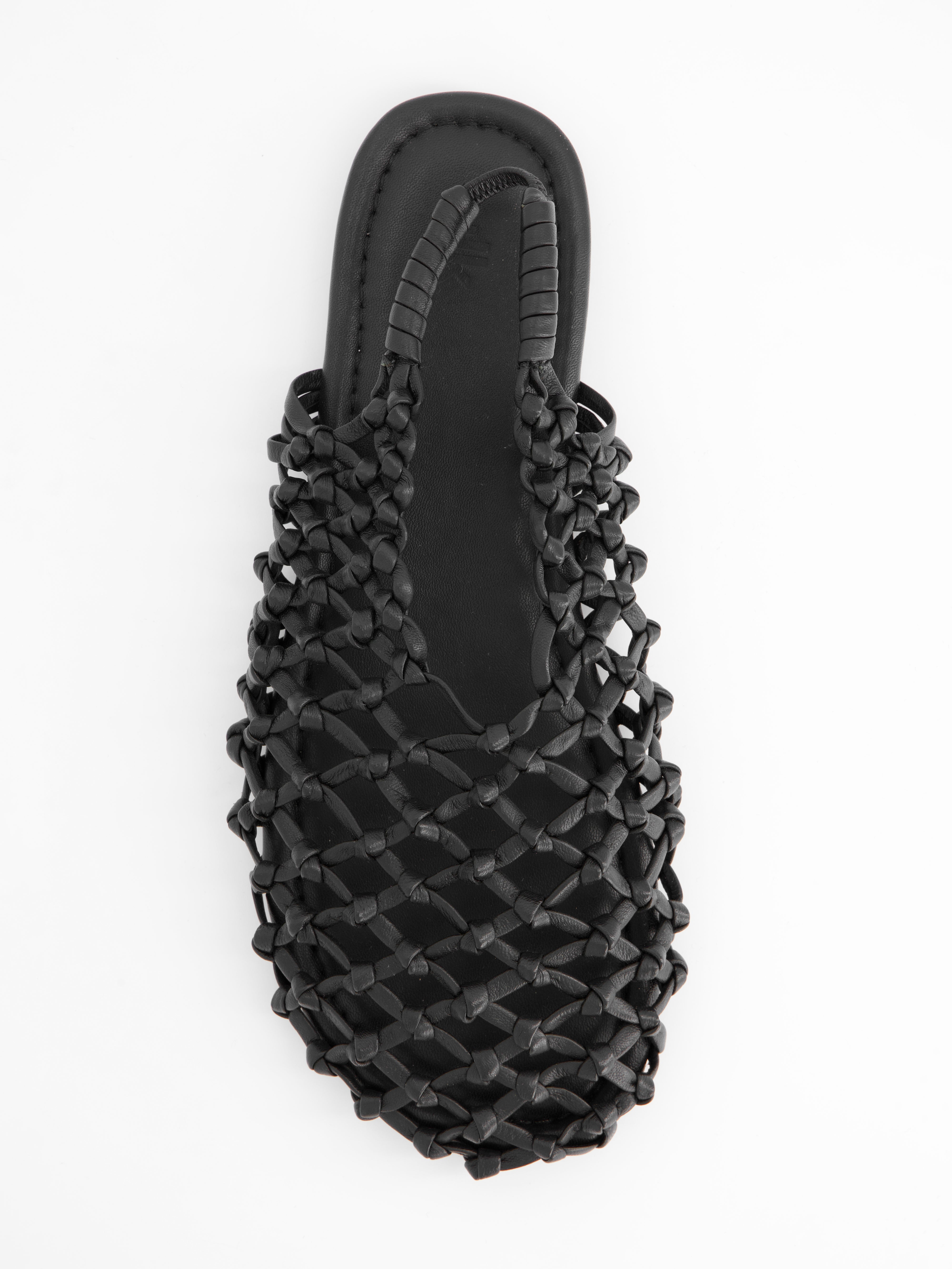 BRAIDED LEATHER SLINGBACK FLATS - THUNDER