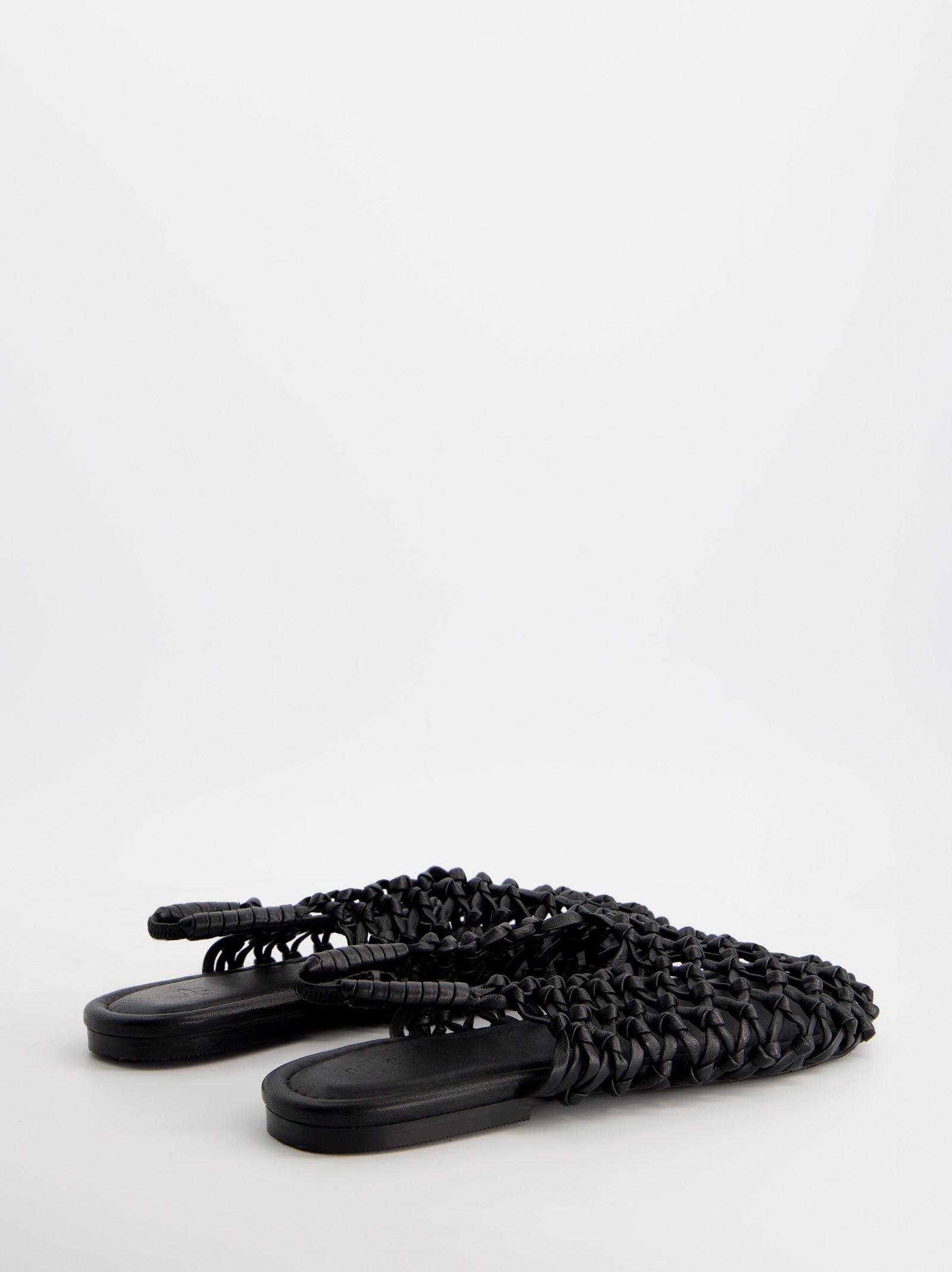BRAIDED LEATHER SLINGBACK FLATS - THUNDER