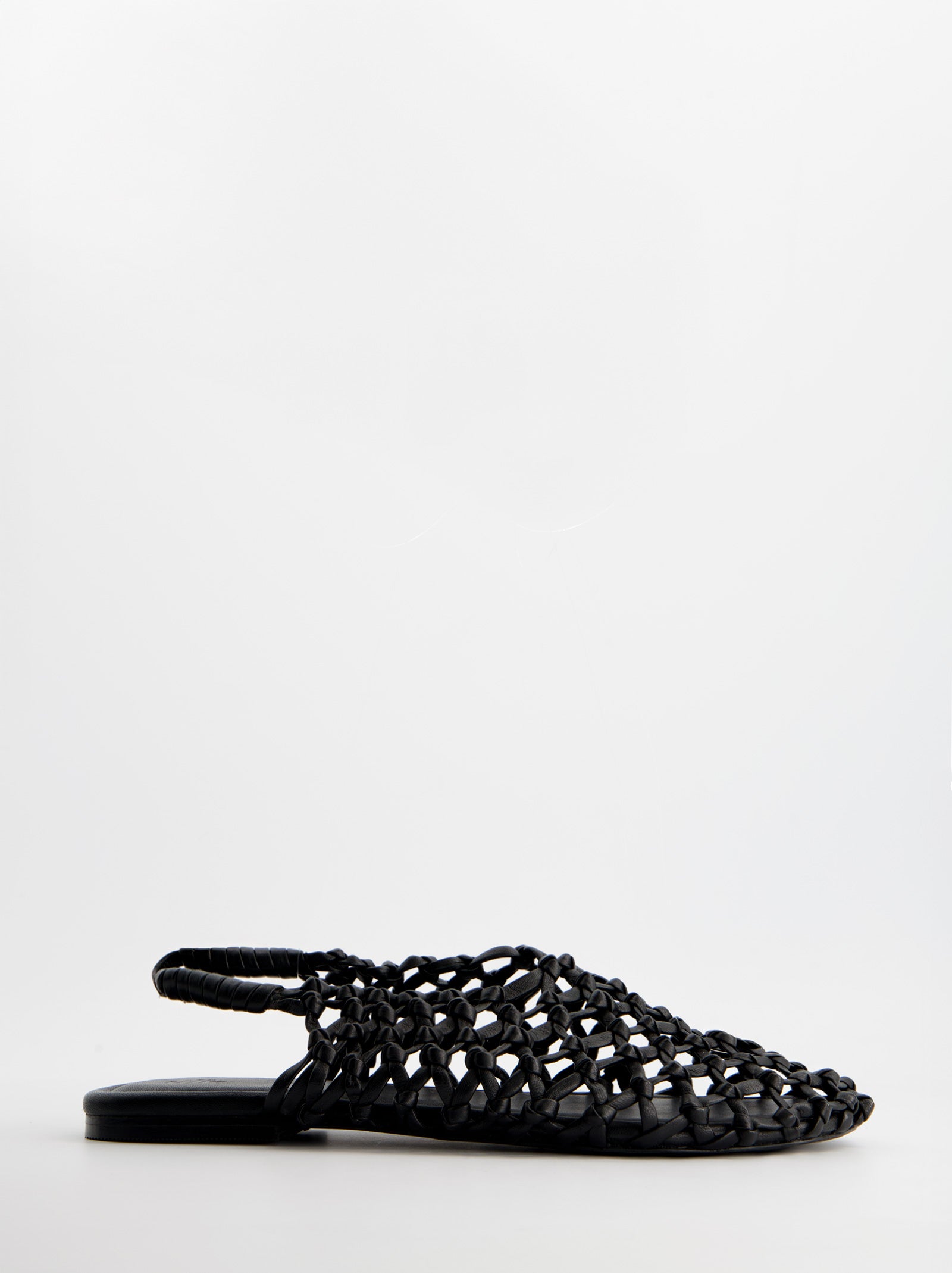 BRAIDED LEATHER SLINGBACK FLATS - THUNDER