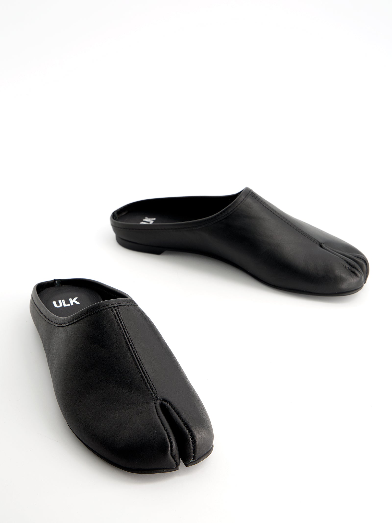 BLACK LEATHER SLIP-ON MULE CLOGS - CASABLANI