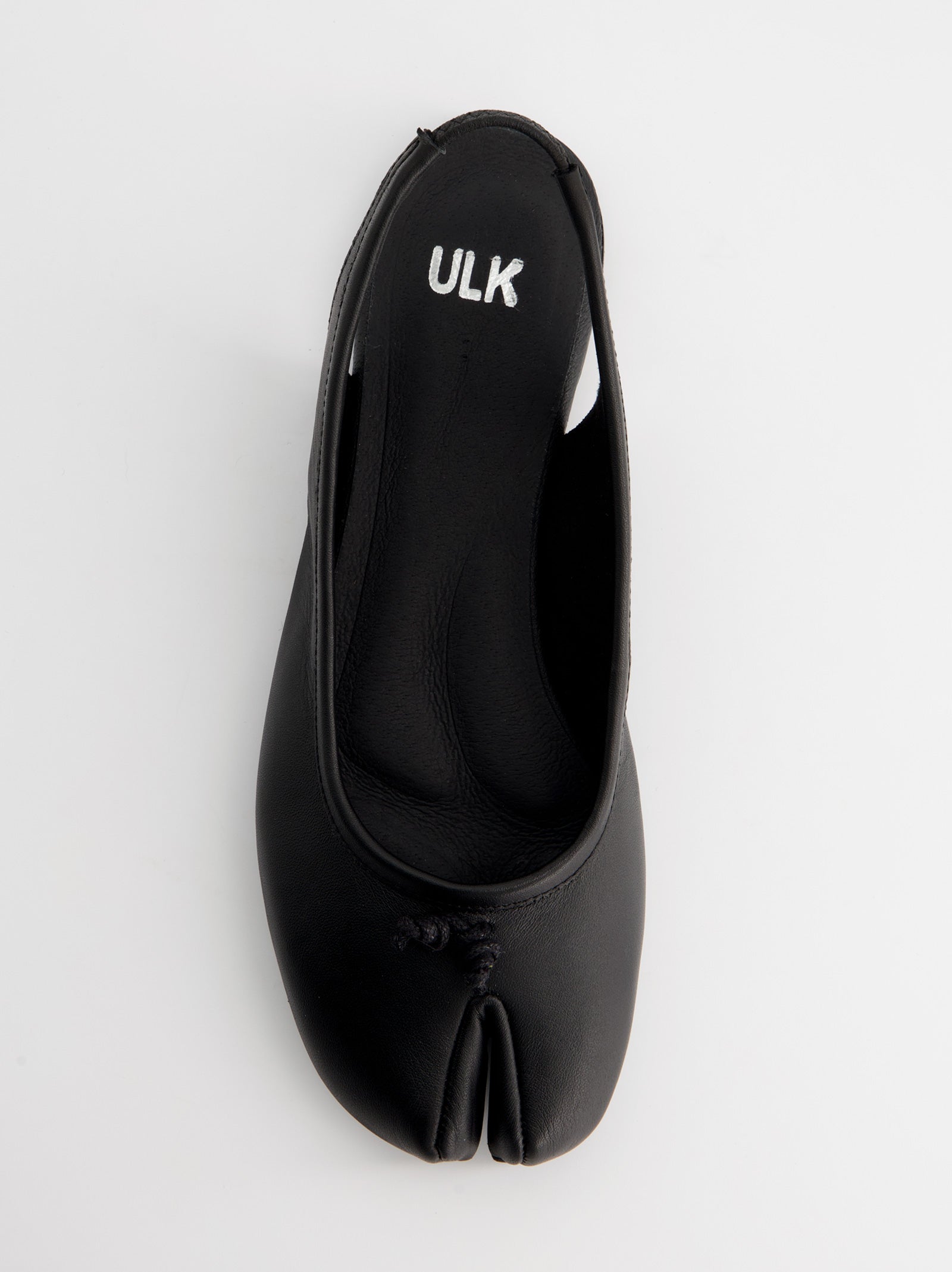 BLACK LEATHER TABI SLINGBACK FLATS - KALE
