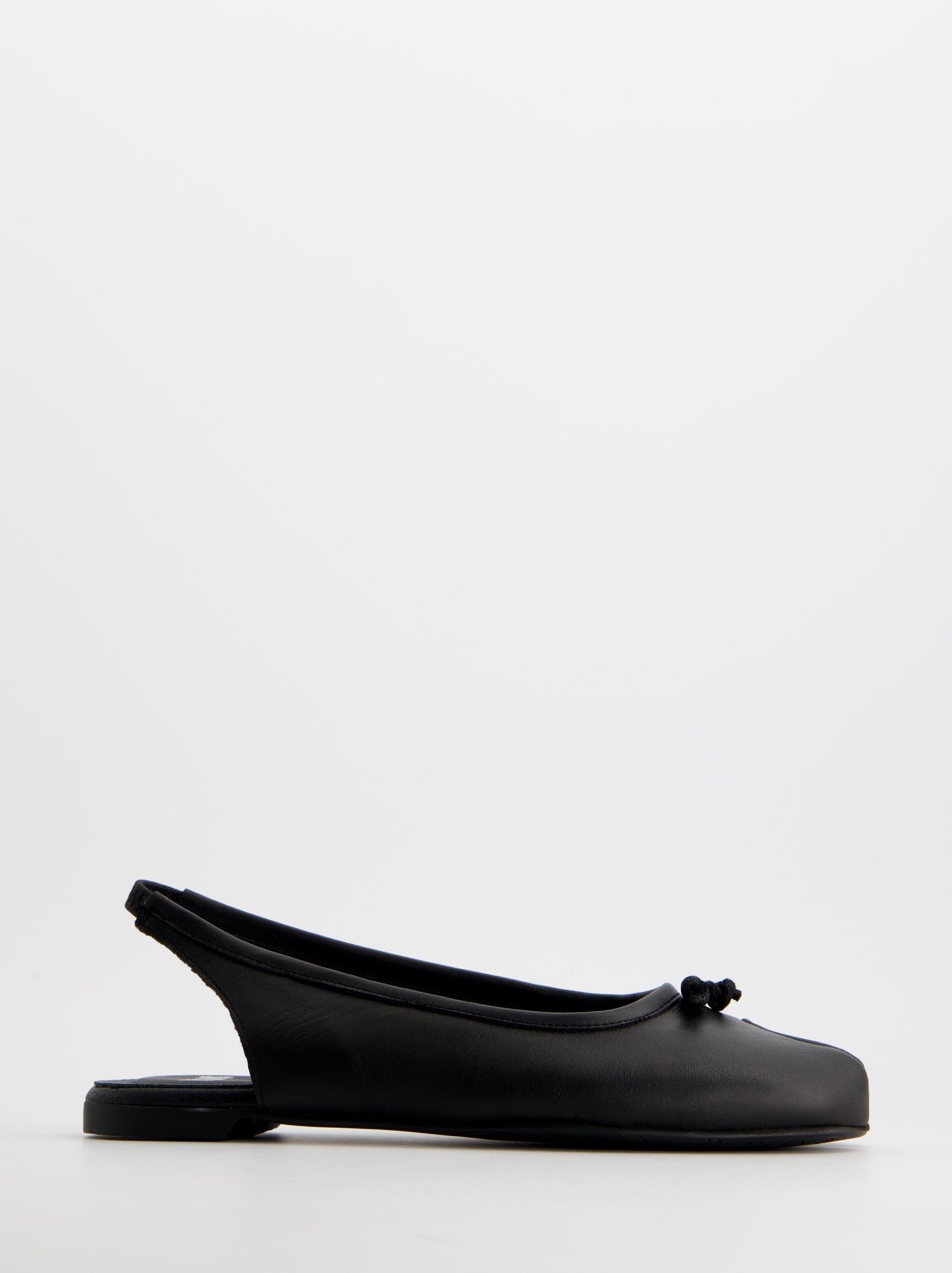 BLACK LEATHER TABI SLINGBACK FLATS - KALE