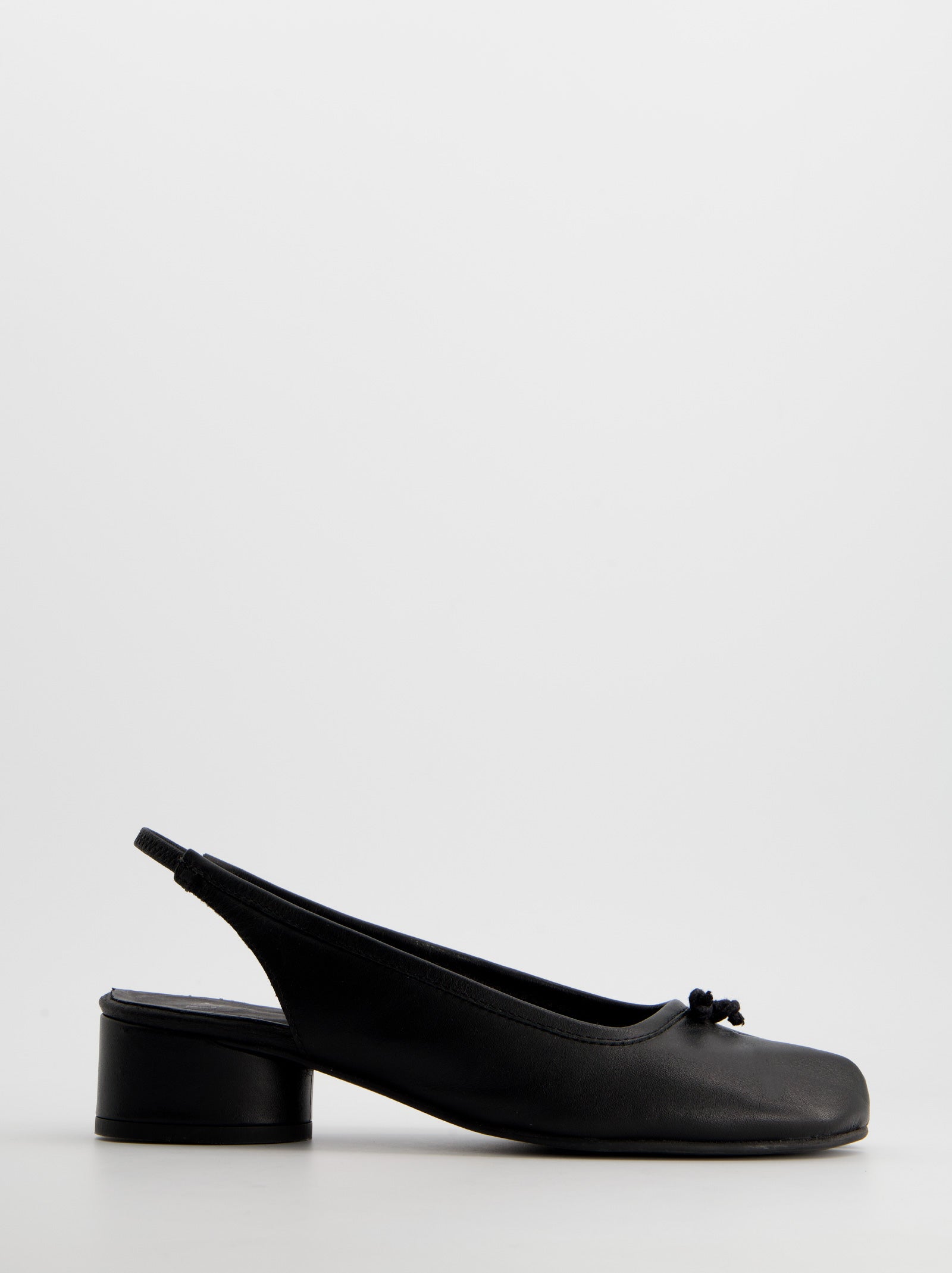BLACK LEATHER TABI SLINGBACK HEEL SHOES - KALITA