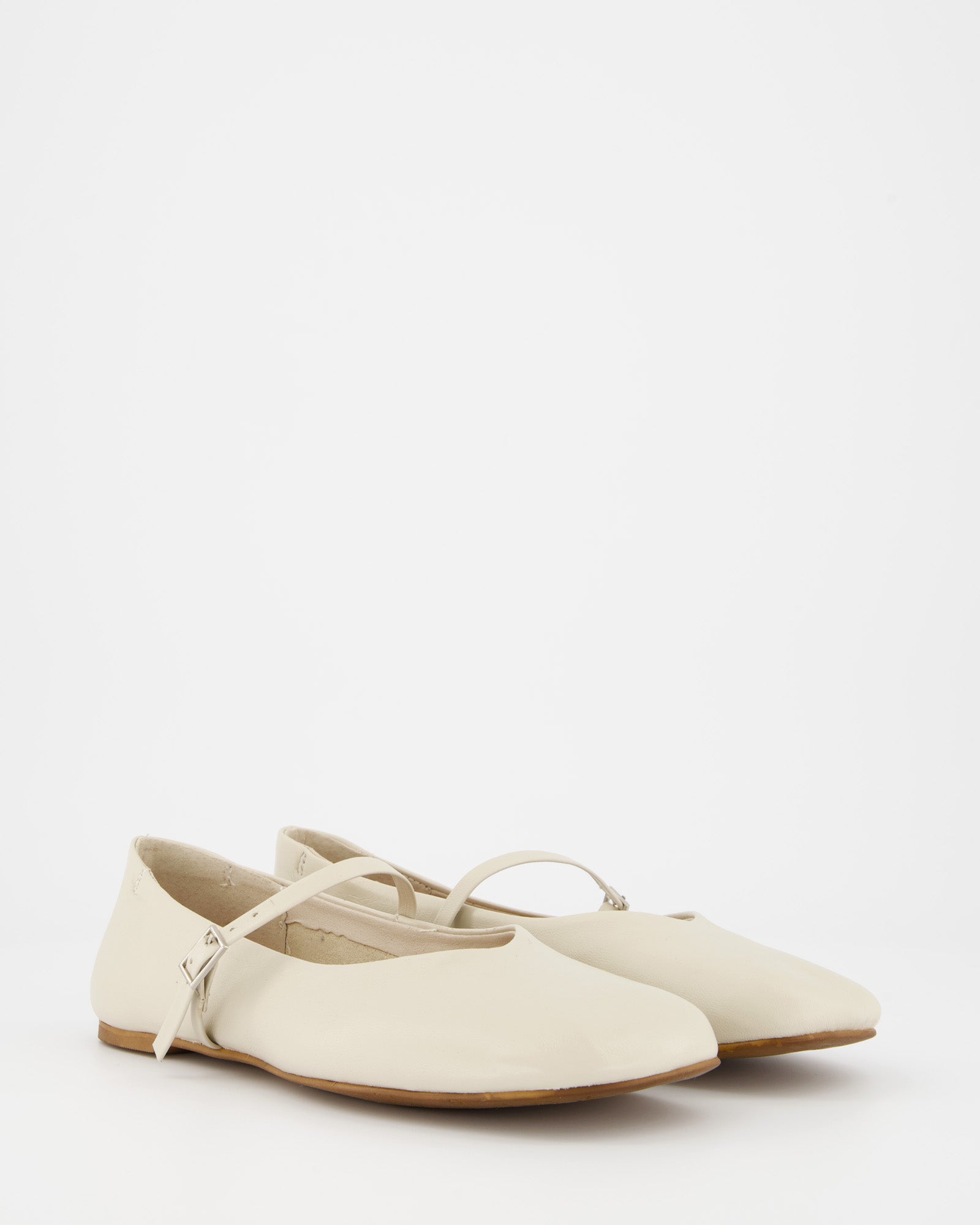 WHITE LEATHER BALLERINAS - BENIS