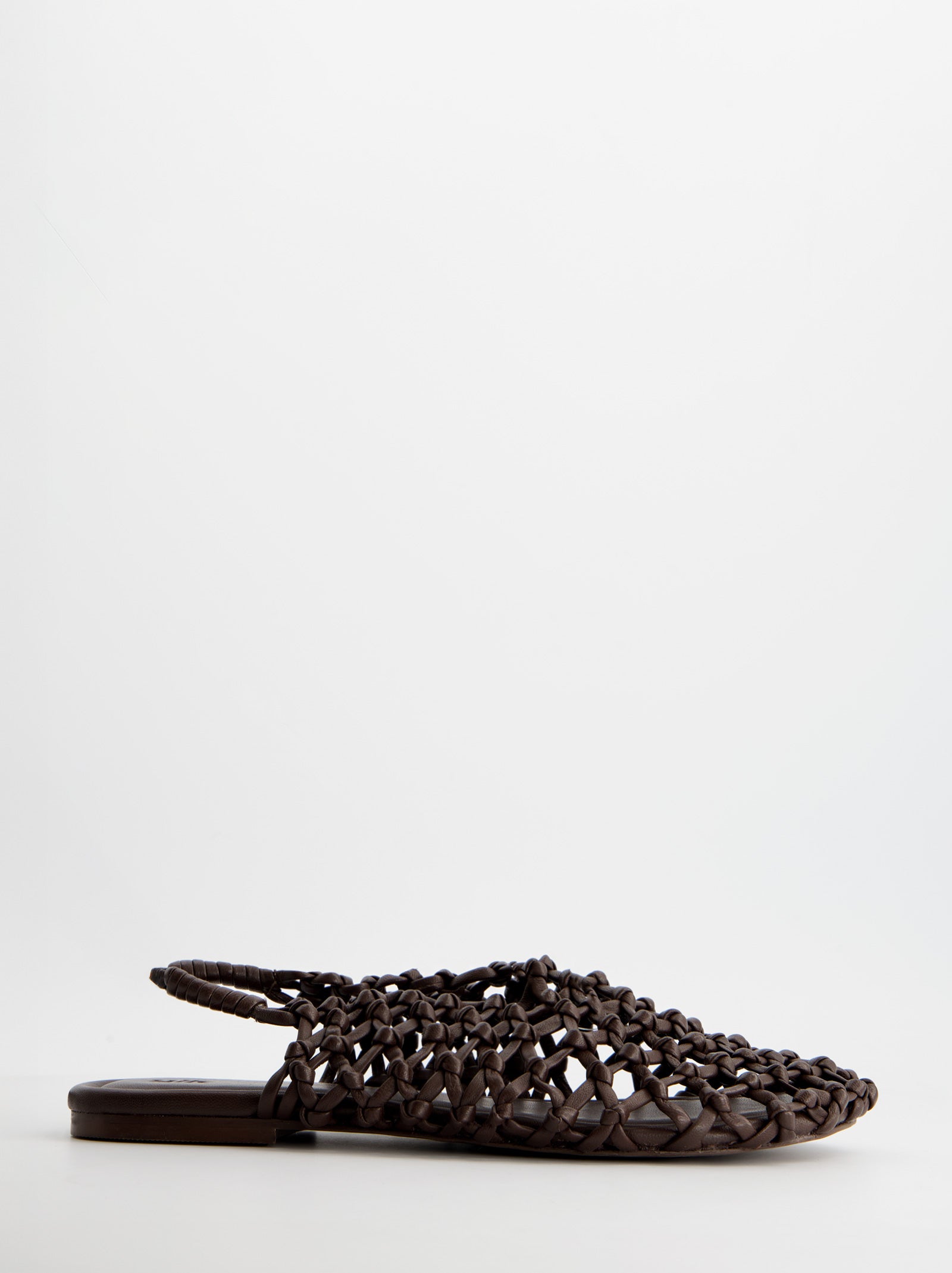 BRAIDED LEATHER SLINGBACK FLATS - THUNDER