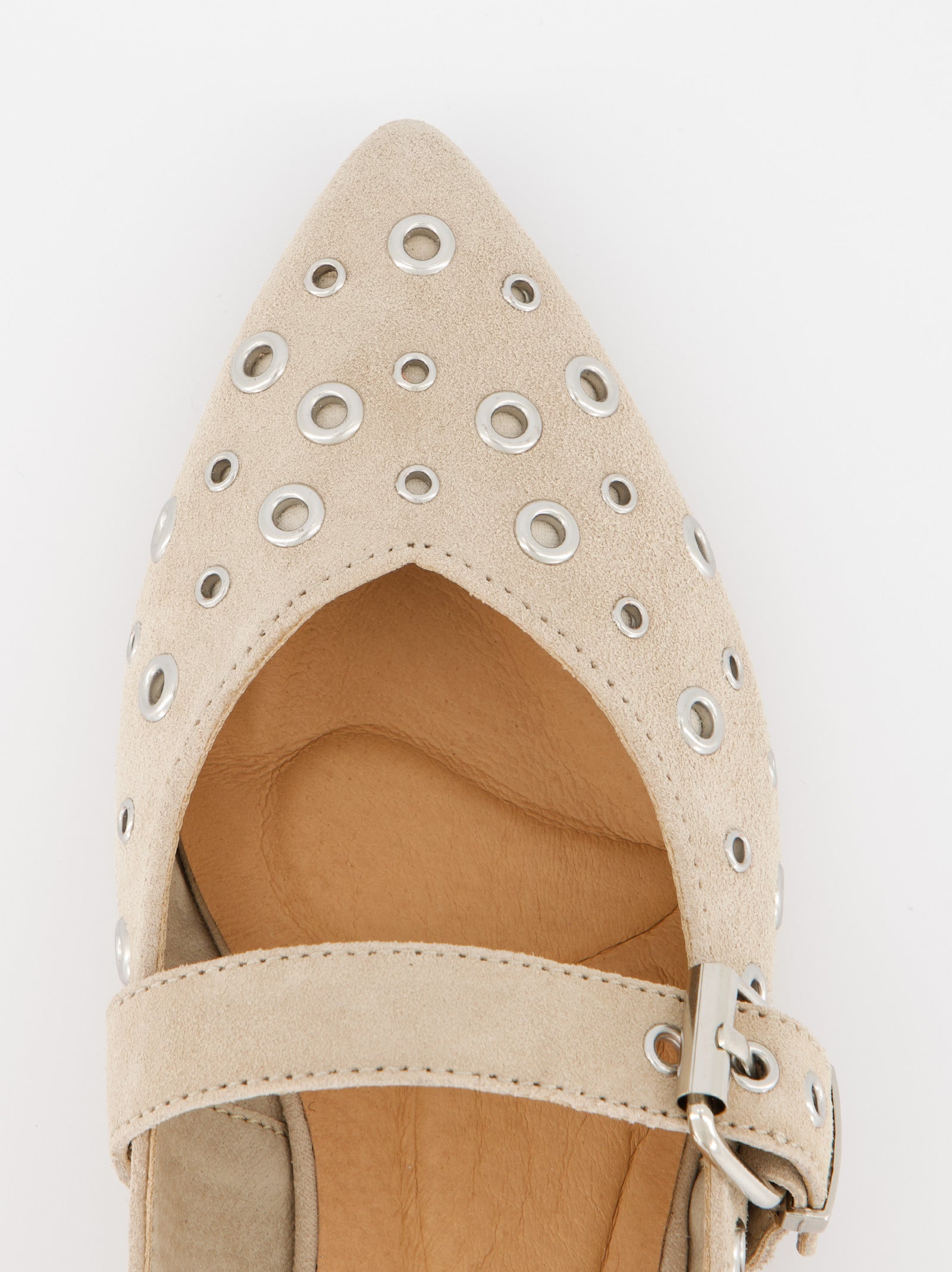 WHITE LEATHER FLATS - MONDE