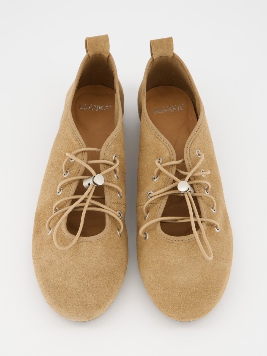 BROWN SUEDE FLATS - POMA