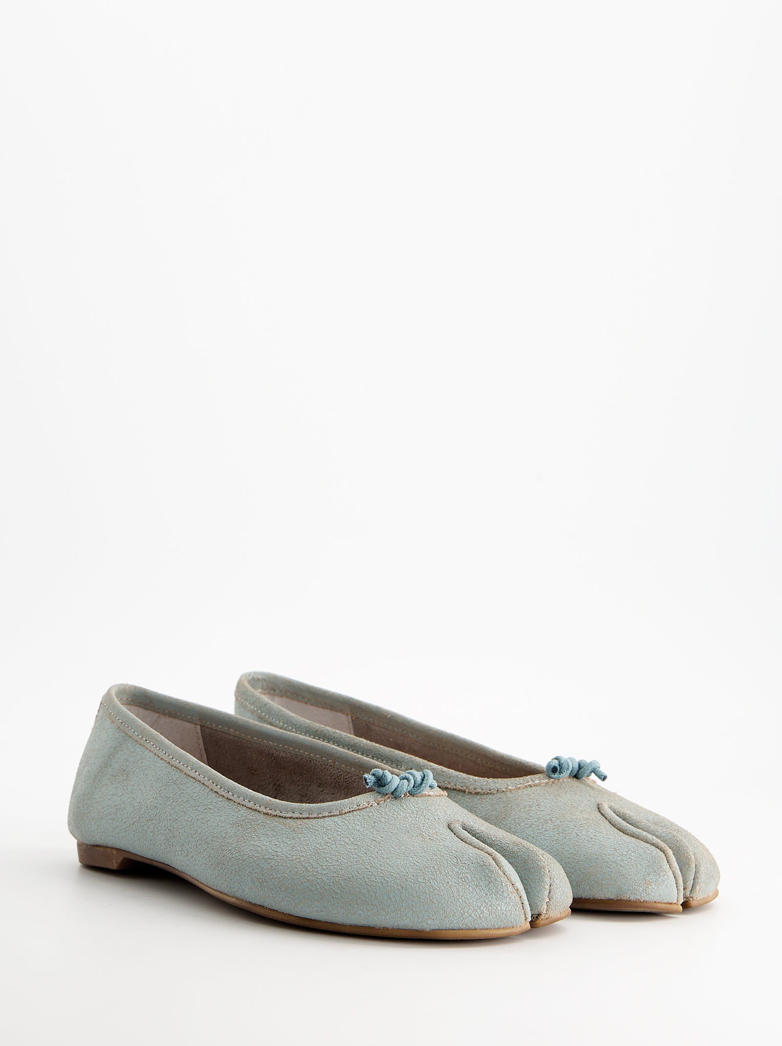 BLUE LEATHER TABI FLATS - KARVA