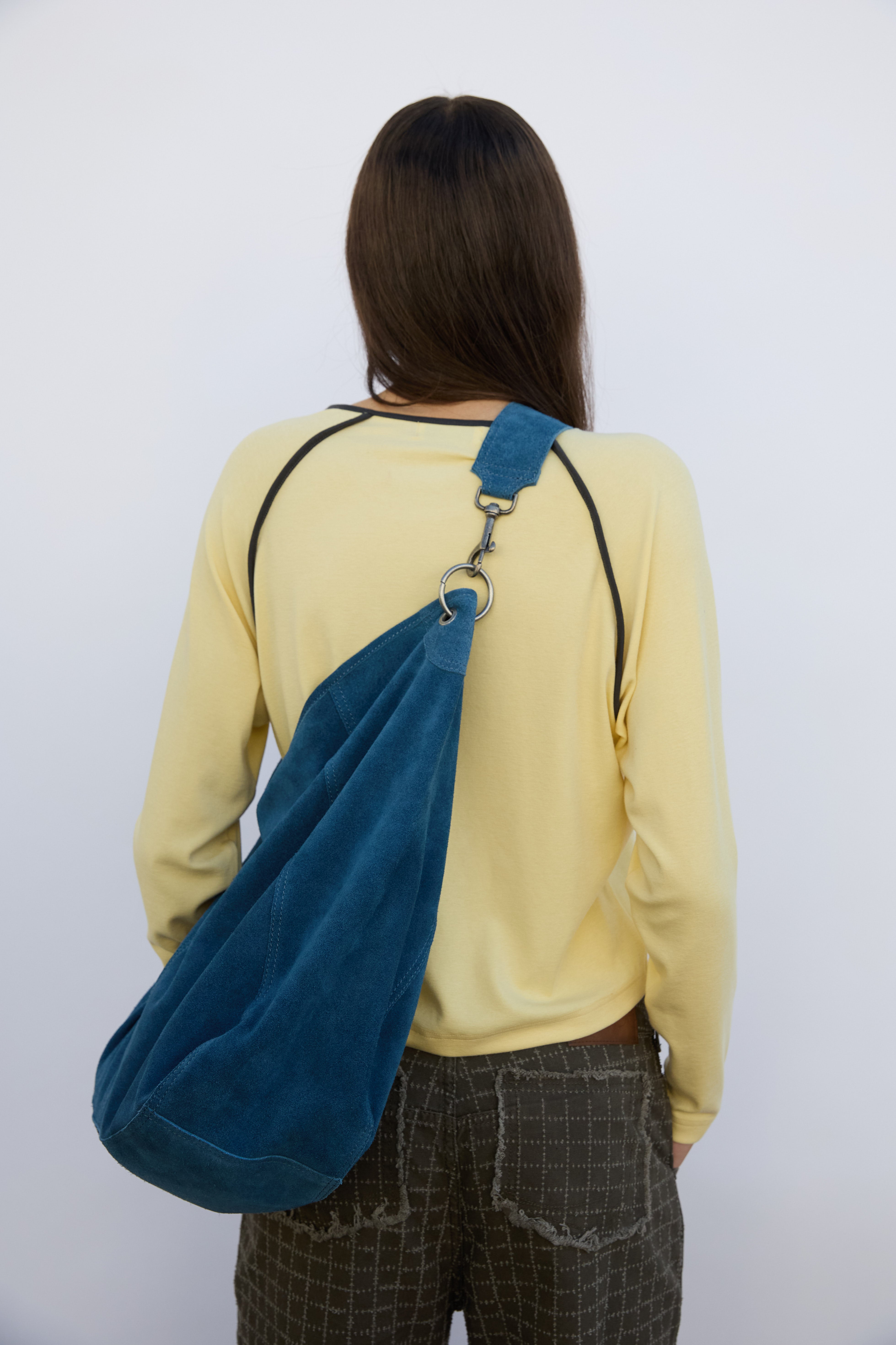 BLUE SUEDE SHOPPER BAG - APRIS
