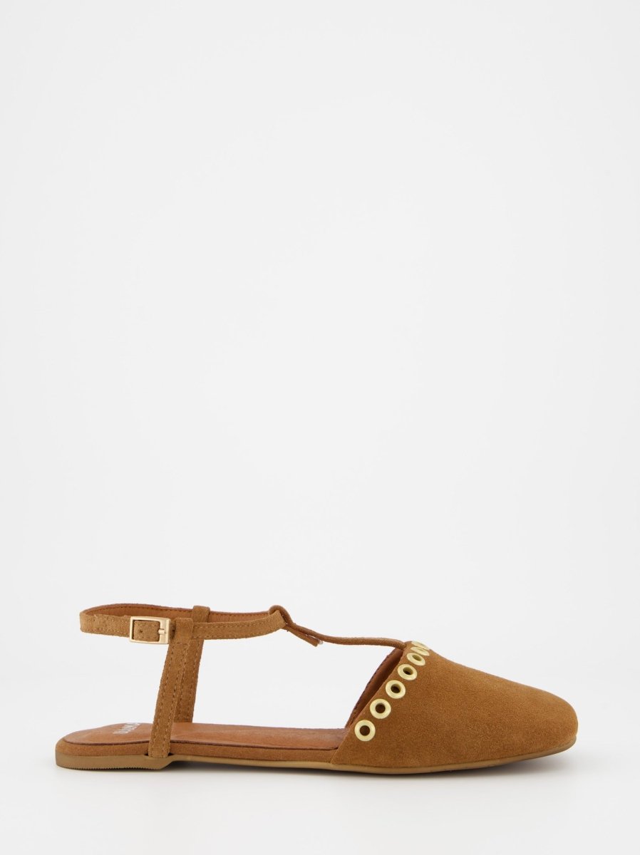 BROWN LEATHER SANDALS - CLOTH