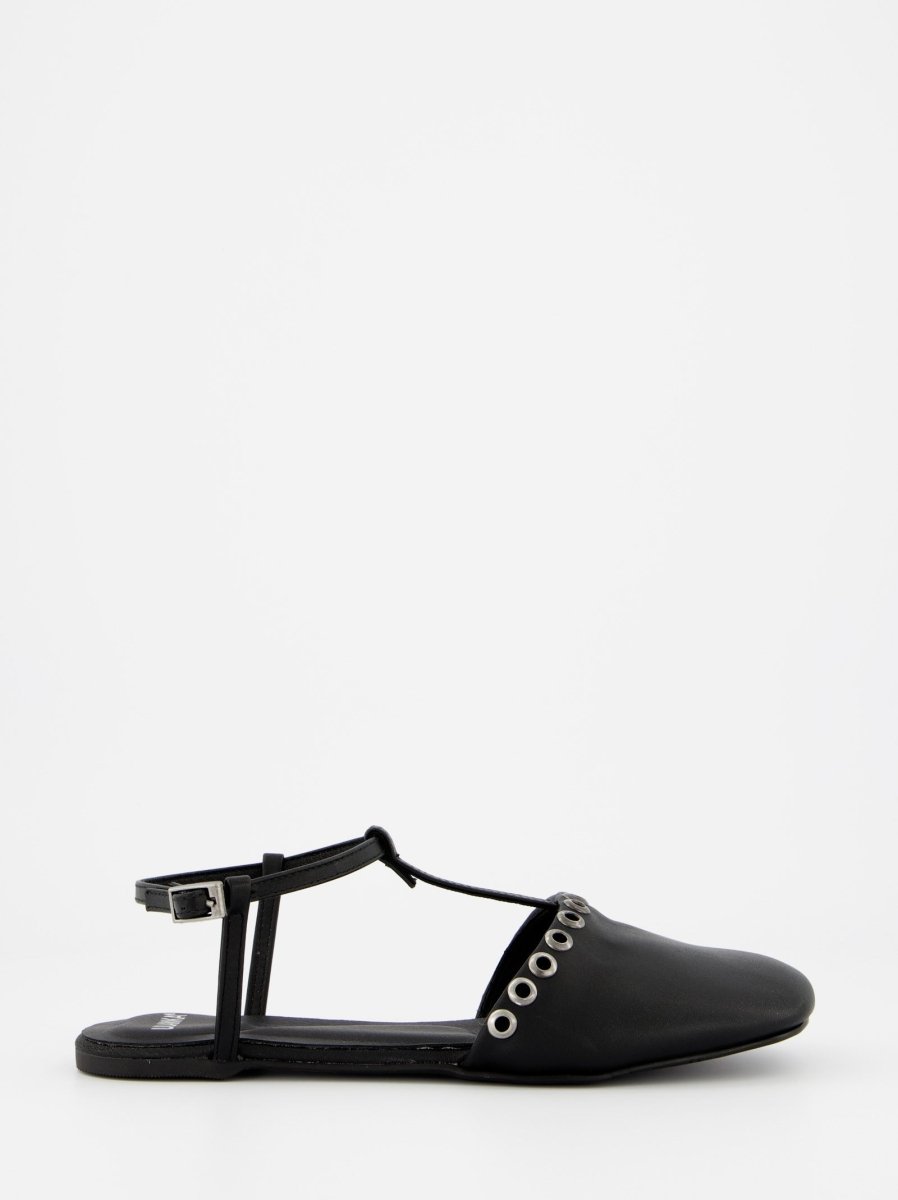 BLACK LEATHER SANDALS - CLOTH