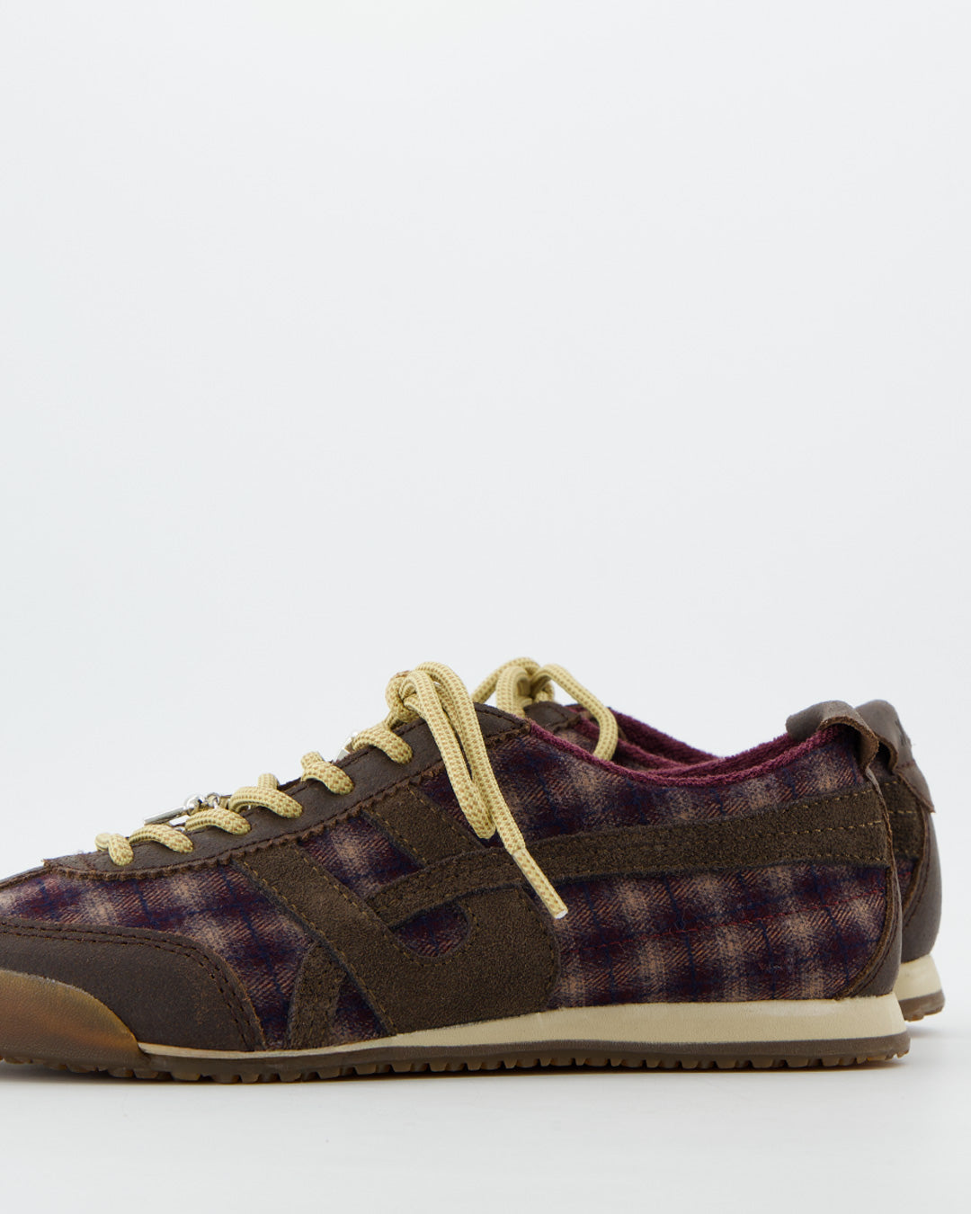 TARTAN PRINT LEATHER SNEAKERS - ONIX