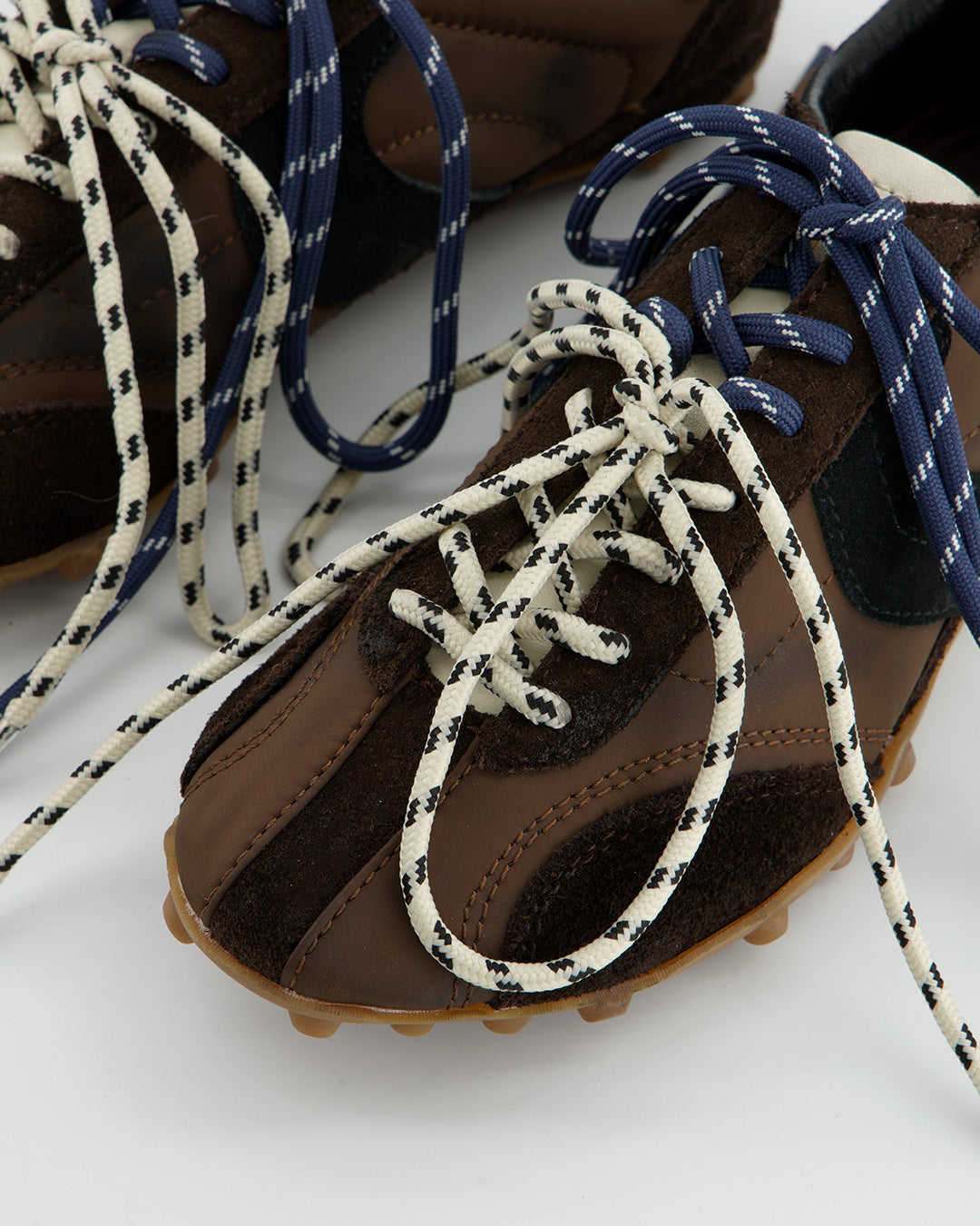BROWN LEATHER SNEAKER WITH DOUBLE LACES - BINGO