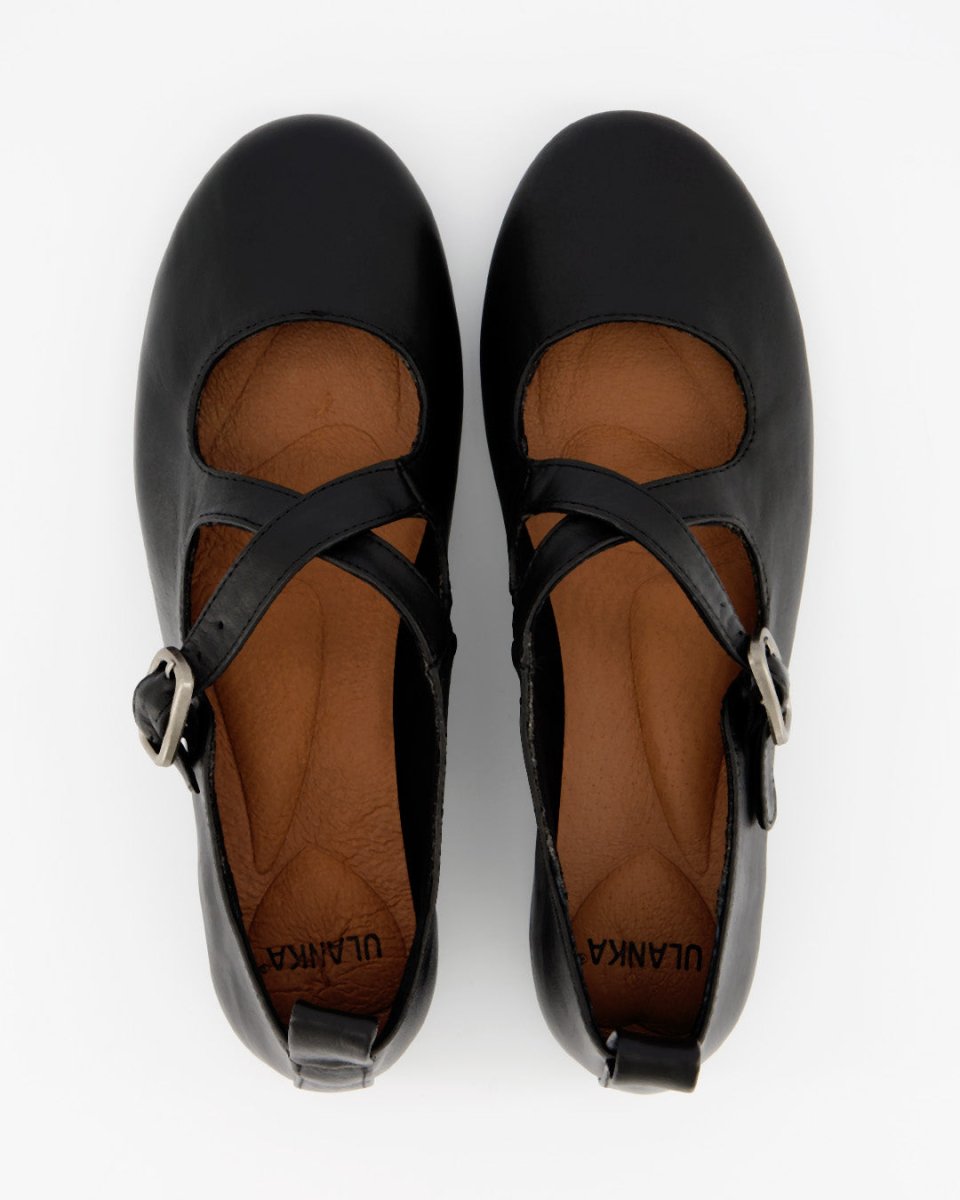 BLOSS -  BLACK LEATHER FLATS