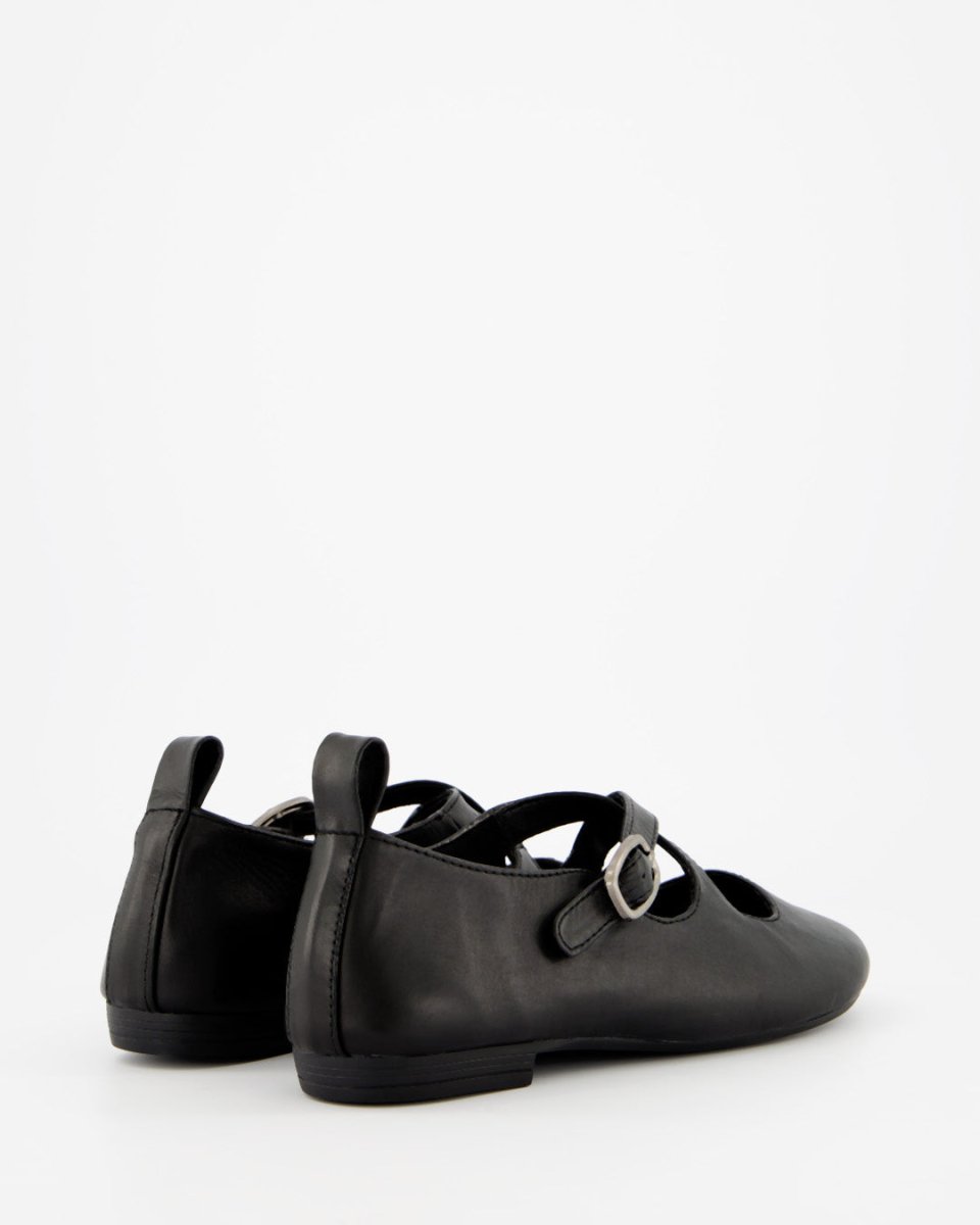 BLOSS -  BLACK LEATHER FLATS