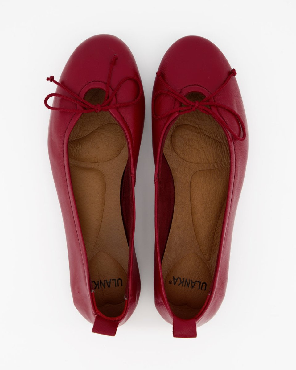 BELLA - RED LEATHER FLATS