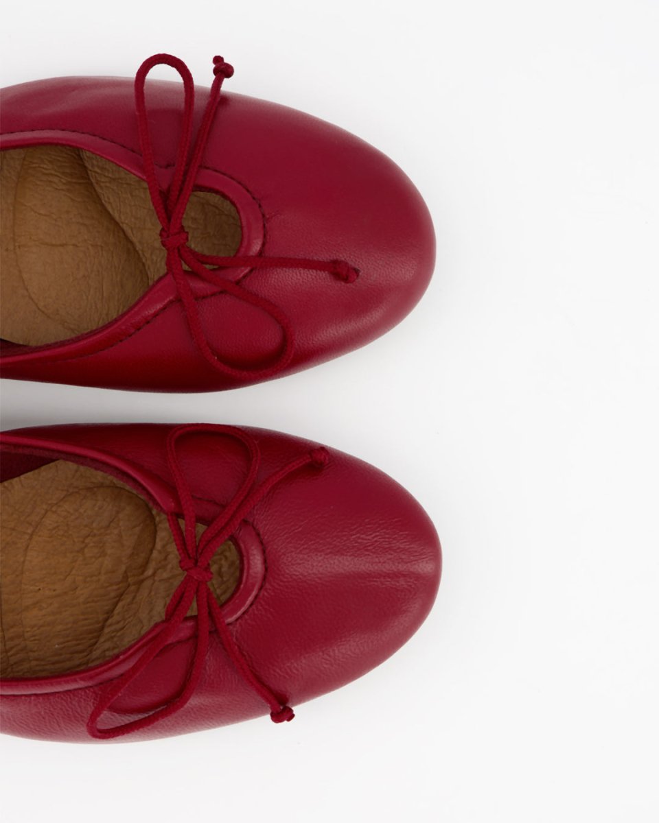 BELLA - RED LEATHER FLATS