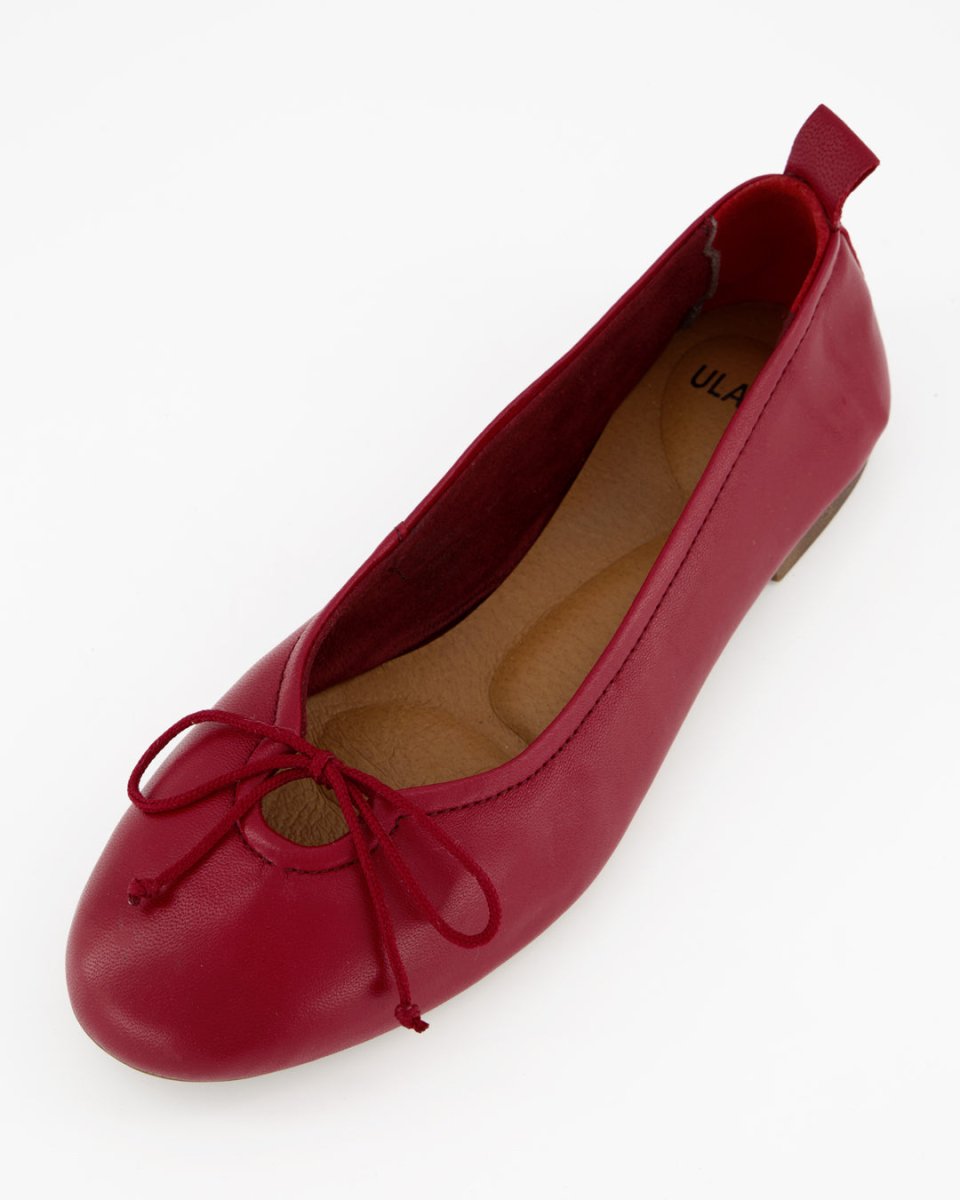 BELLA - RED LEATHER FLATS