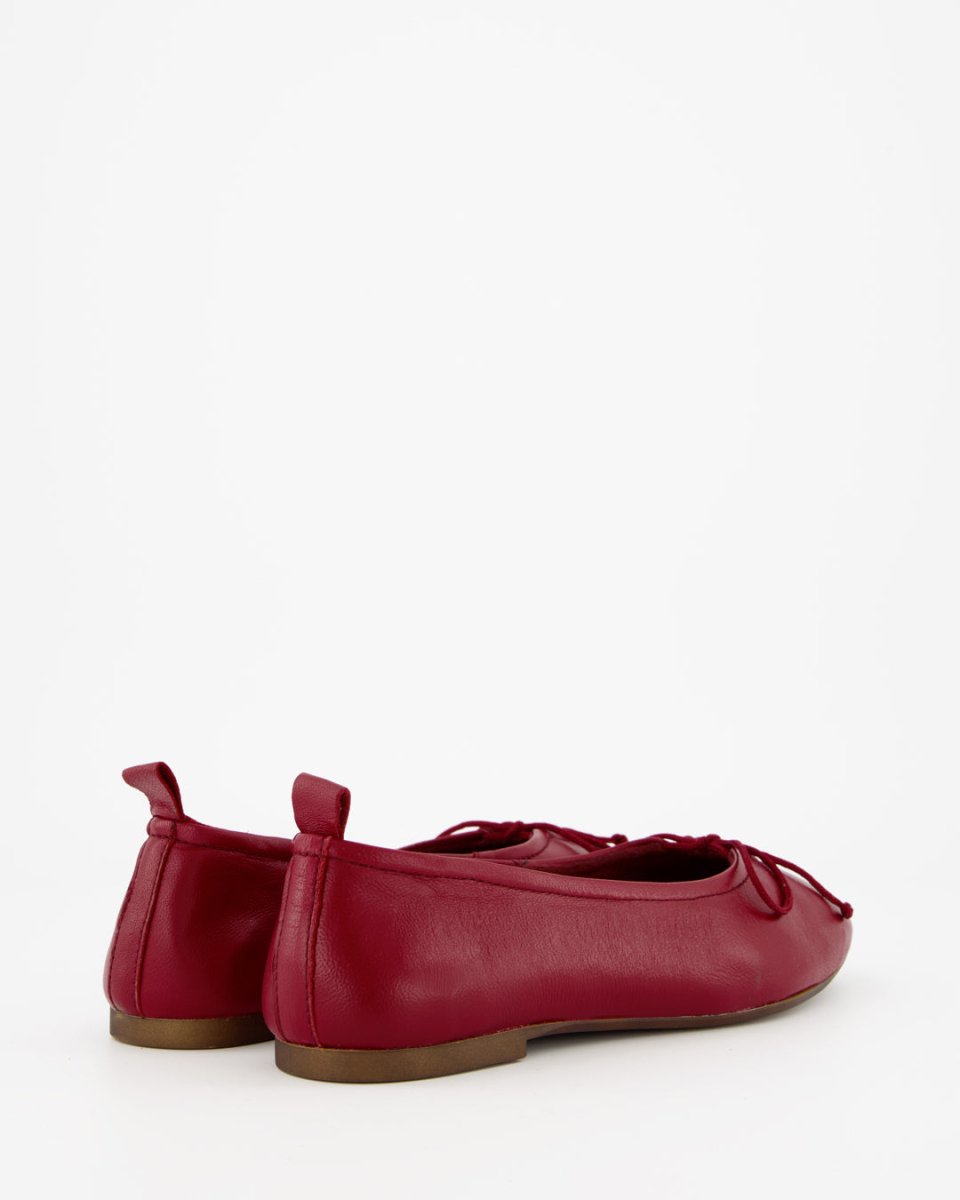 BELLA - RED LEATHER FLATS