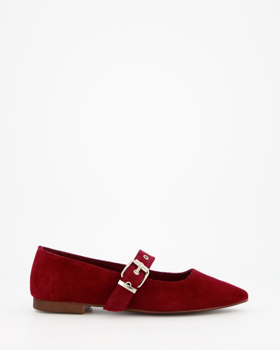 RED SUEDE FLATS - TACHIN