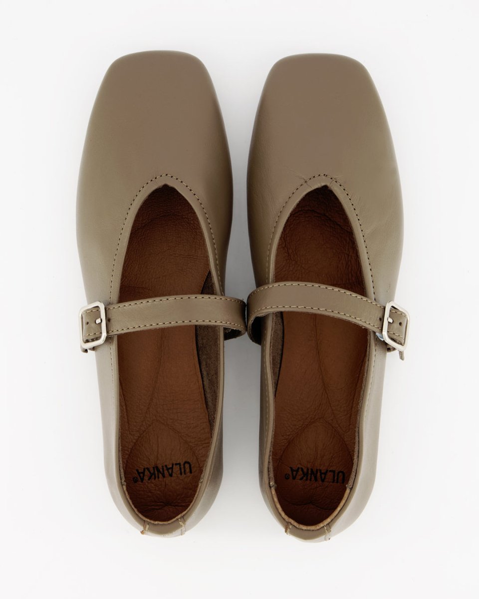 STILL - KAKI LEATHER FLATS