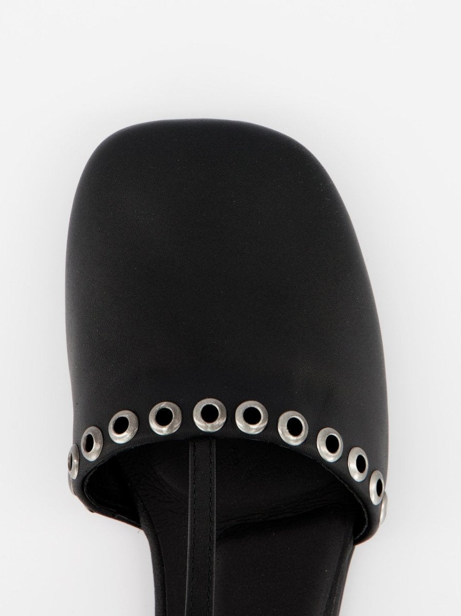 BLACK LEATHER SANDALS - CLOTH