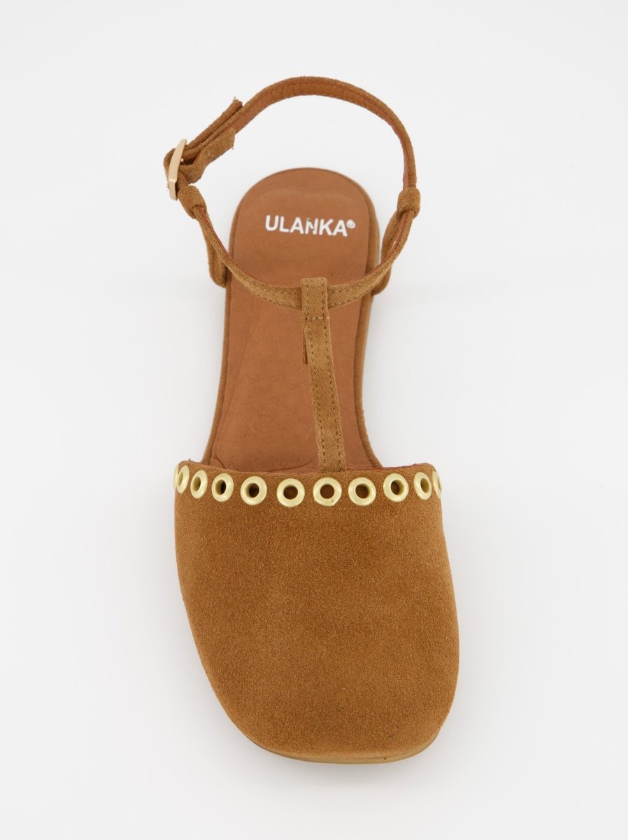 BROWN LEATHER SANDALS - CLOTH