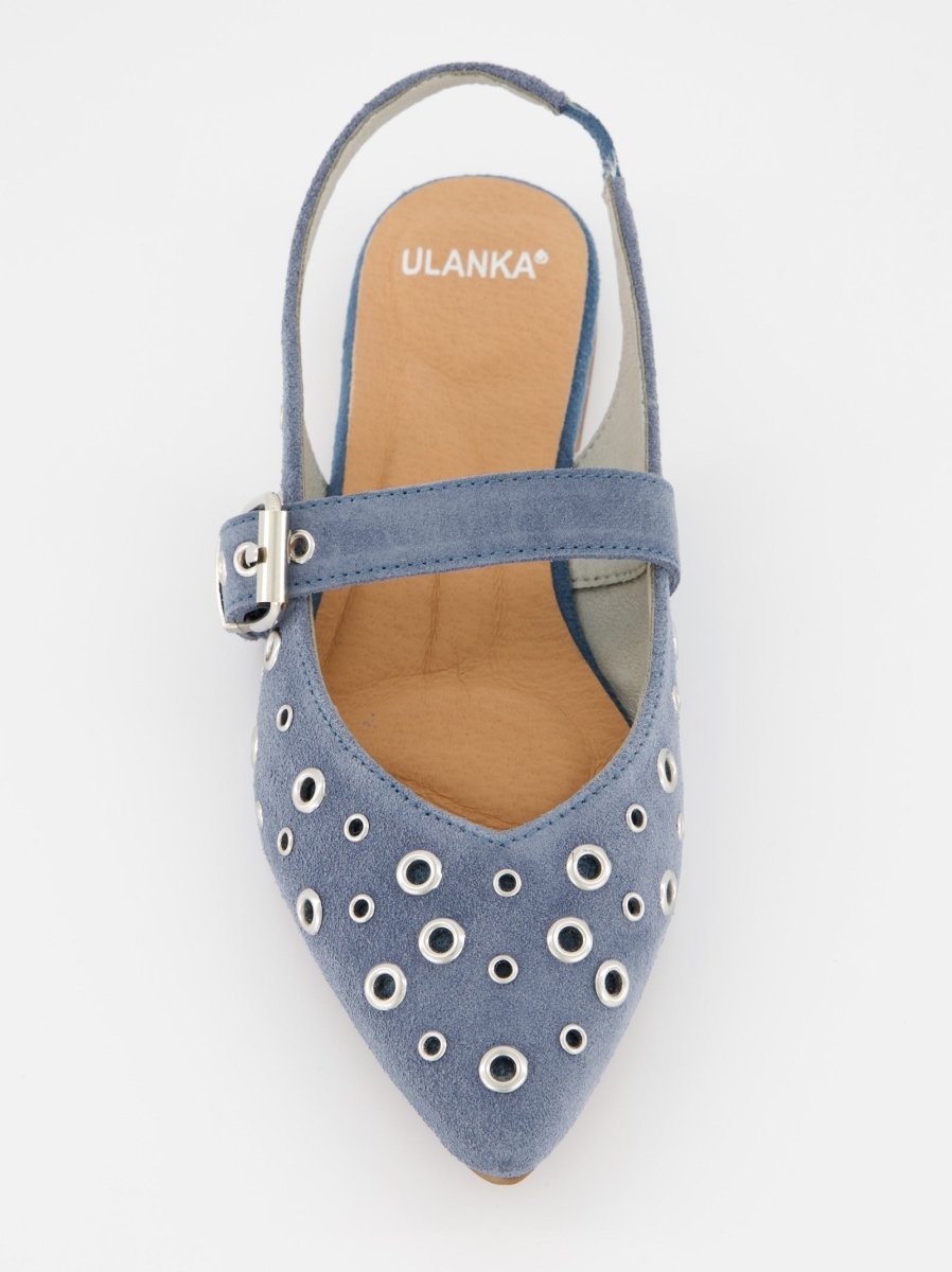 BLUE LEATHER FLATS - MONDE