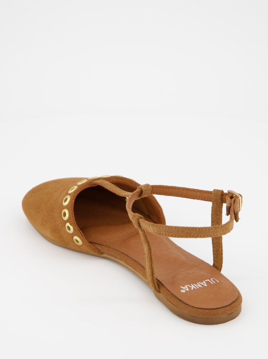 BROWN LEATHER SANDALS - CLOTH