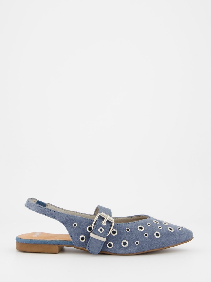 BLUE LEATHER FLATS - MONDE
