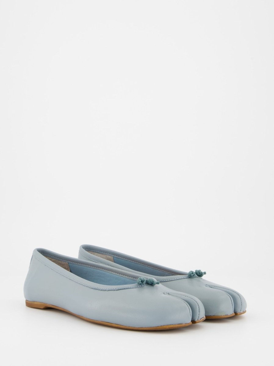 BLUE LEATHER TABI FLATS - KARVA