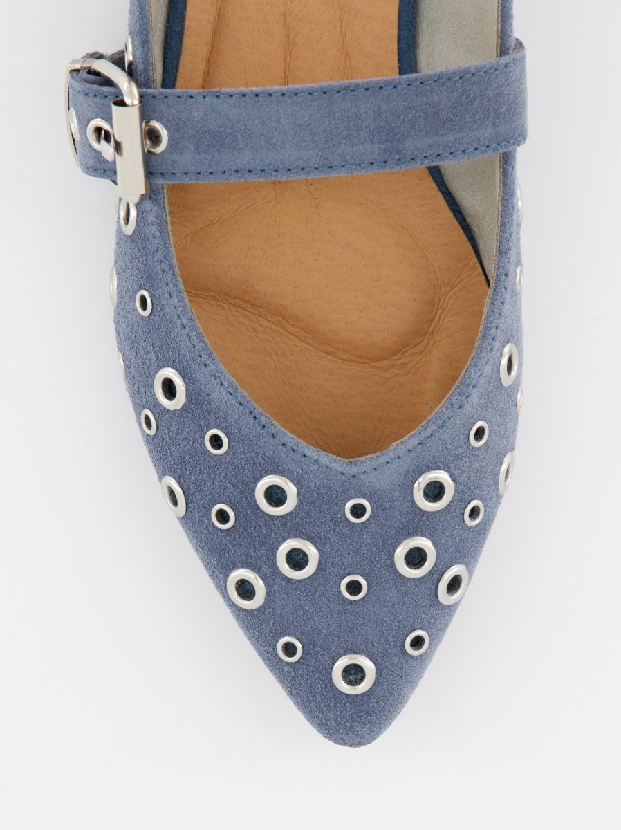 BLUE LEATHER FLATS - MONDE