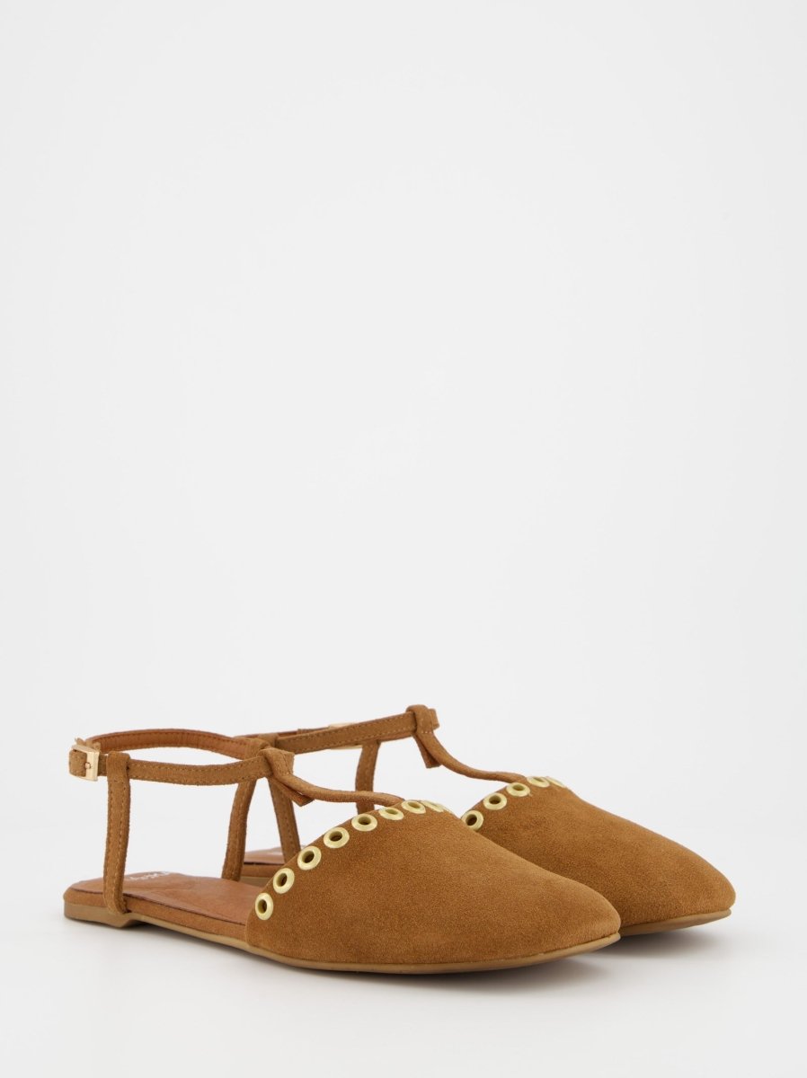 BROWN LEATHER SANDALS - CLOTH