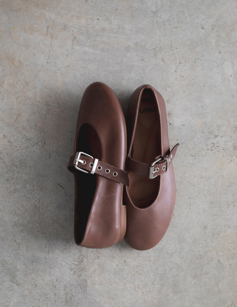 BLUEY - BROWN LEATHER FLATS