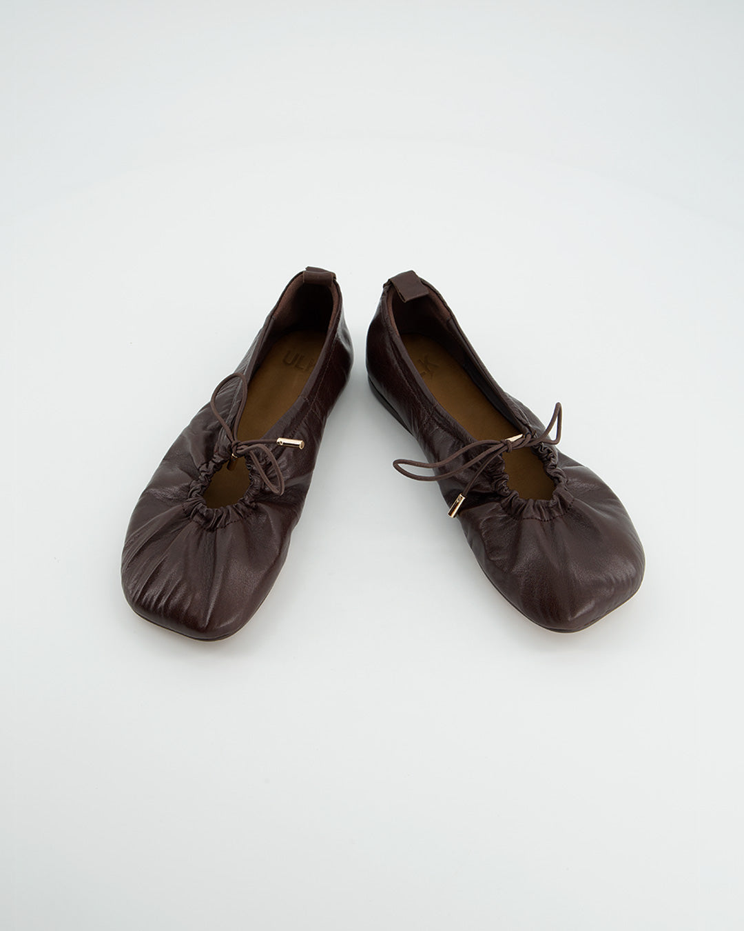 BROWN FAUX LEATHER BALLET FLATS - KICK