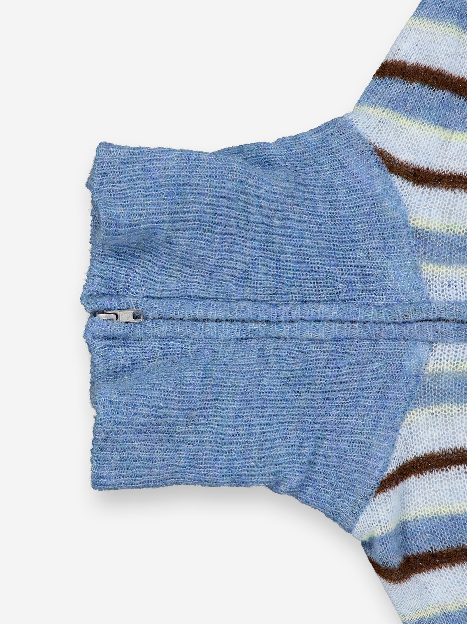 CROPPED STRIPED KNIT JACKET WITH FOLD-OVER COLLAR - LUZIA