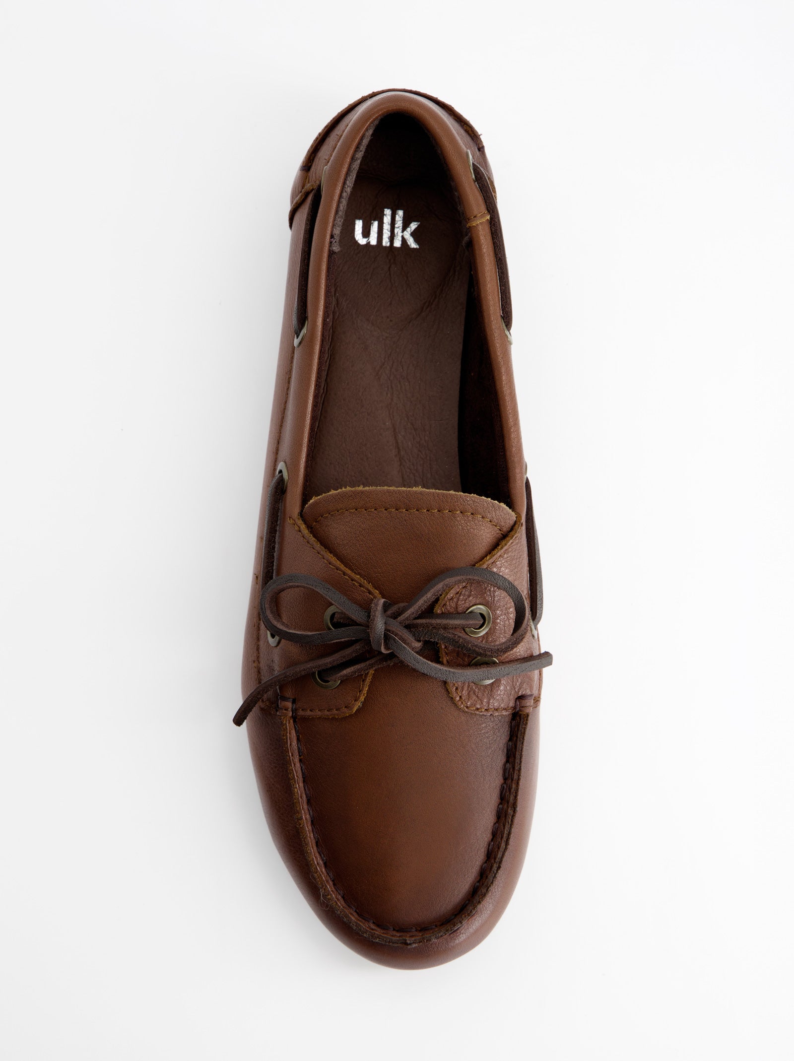 BROWN LEATHER BOAT SHOES - BLOSSOM