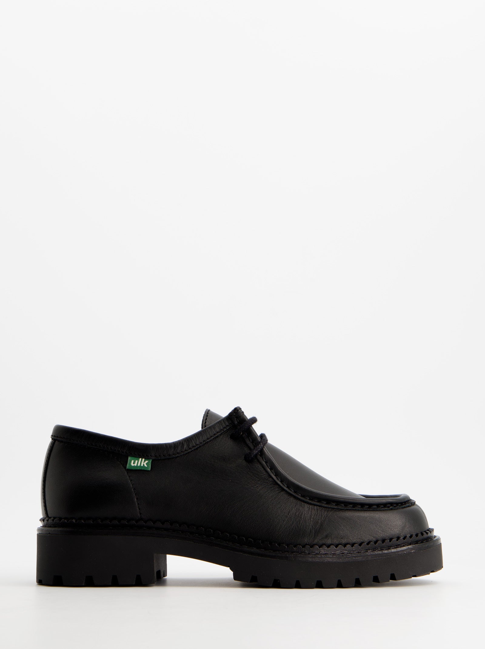 BLACK LEATHER BOAT SHOES - MOLLY