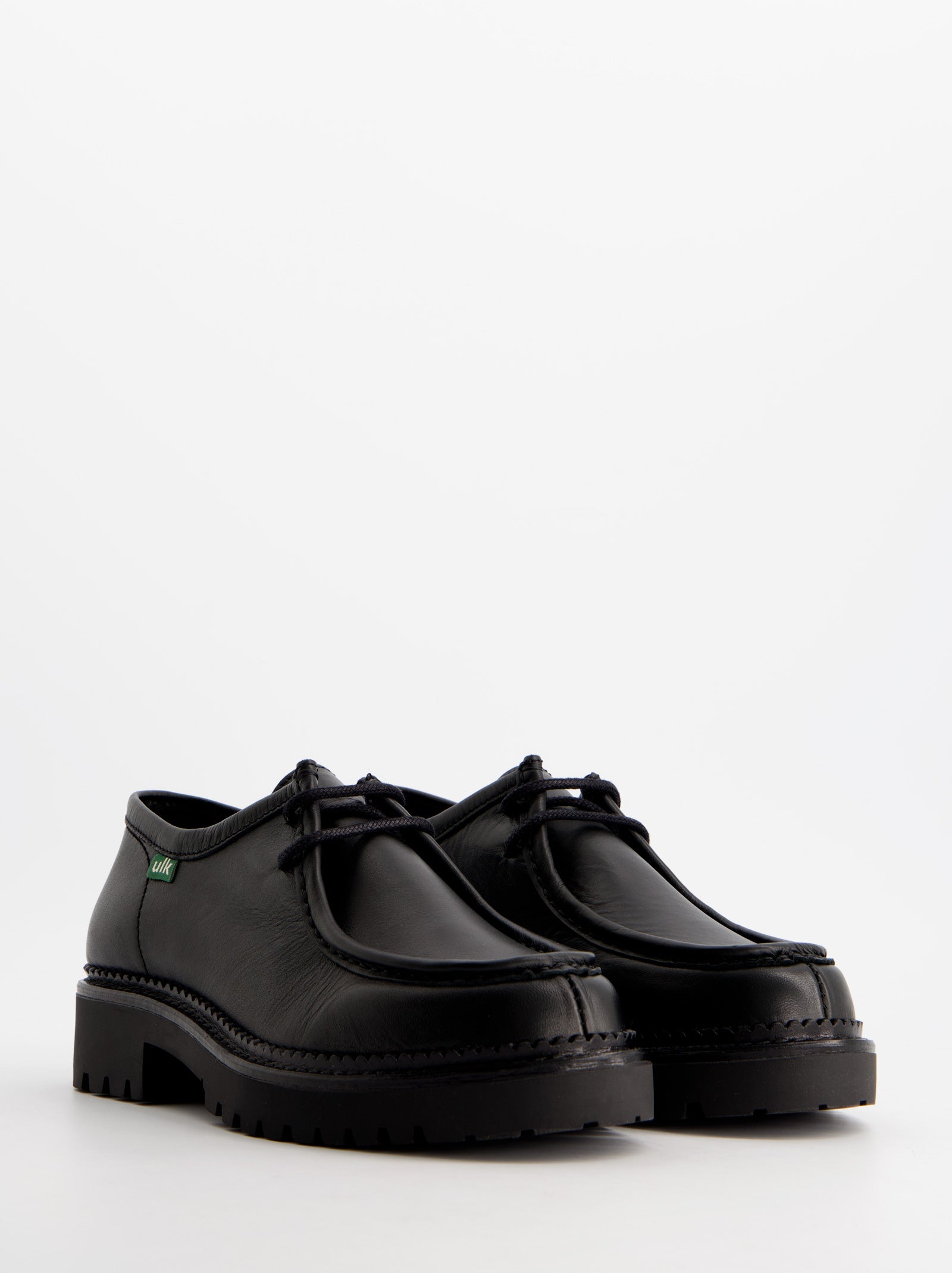 BLACK LEATHER BOAT SHOES - MOLLY