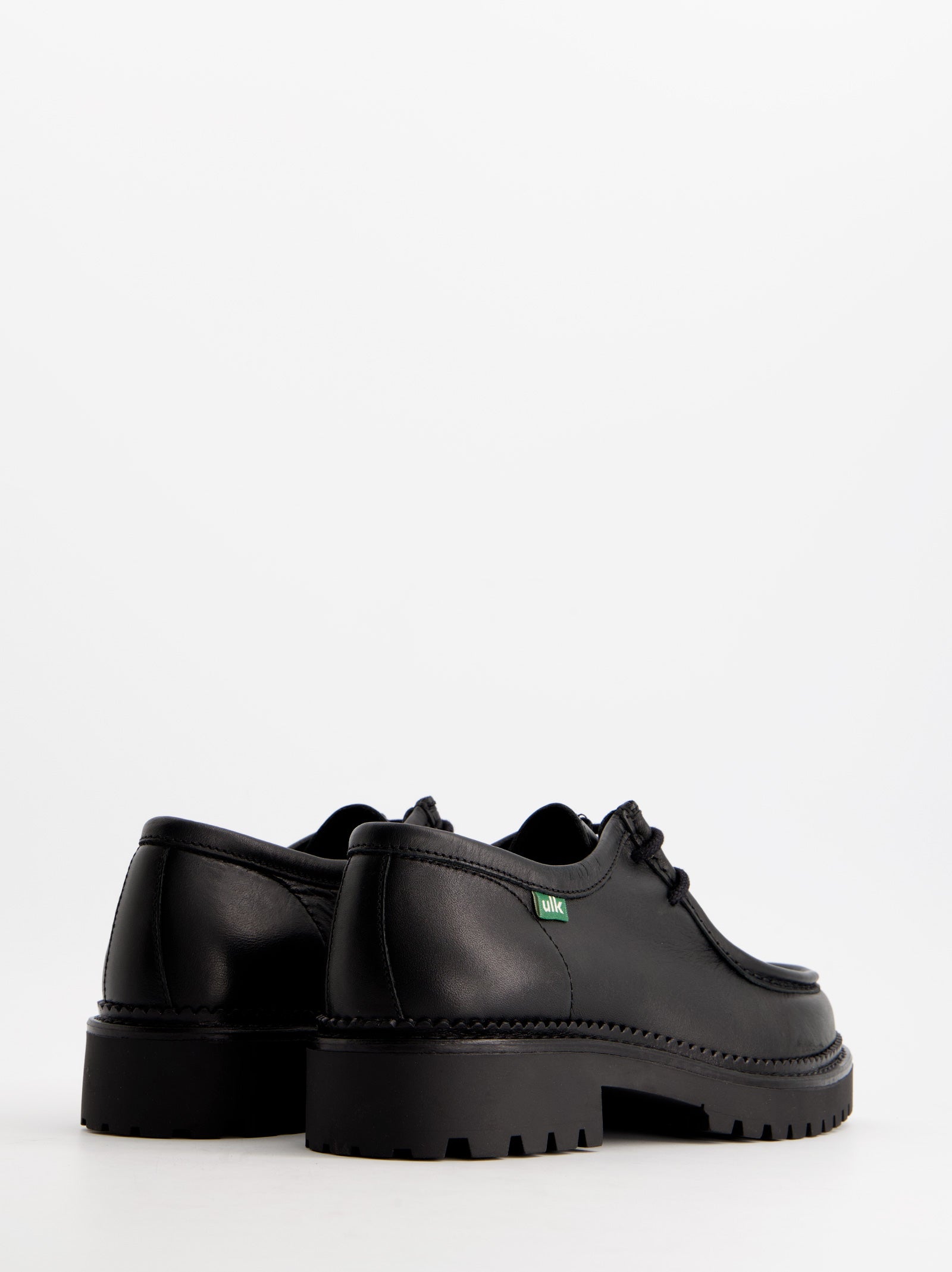 BLACK LEATHER BOAT SHOES - MOLLY