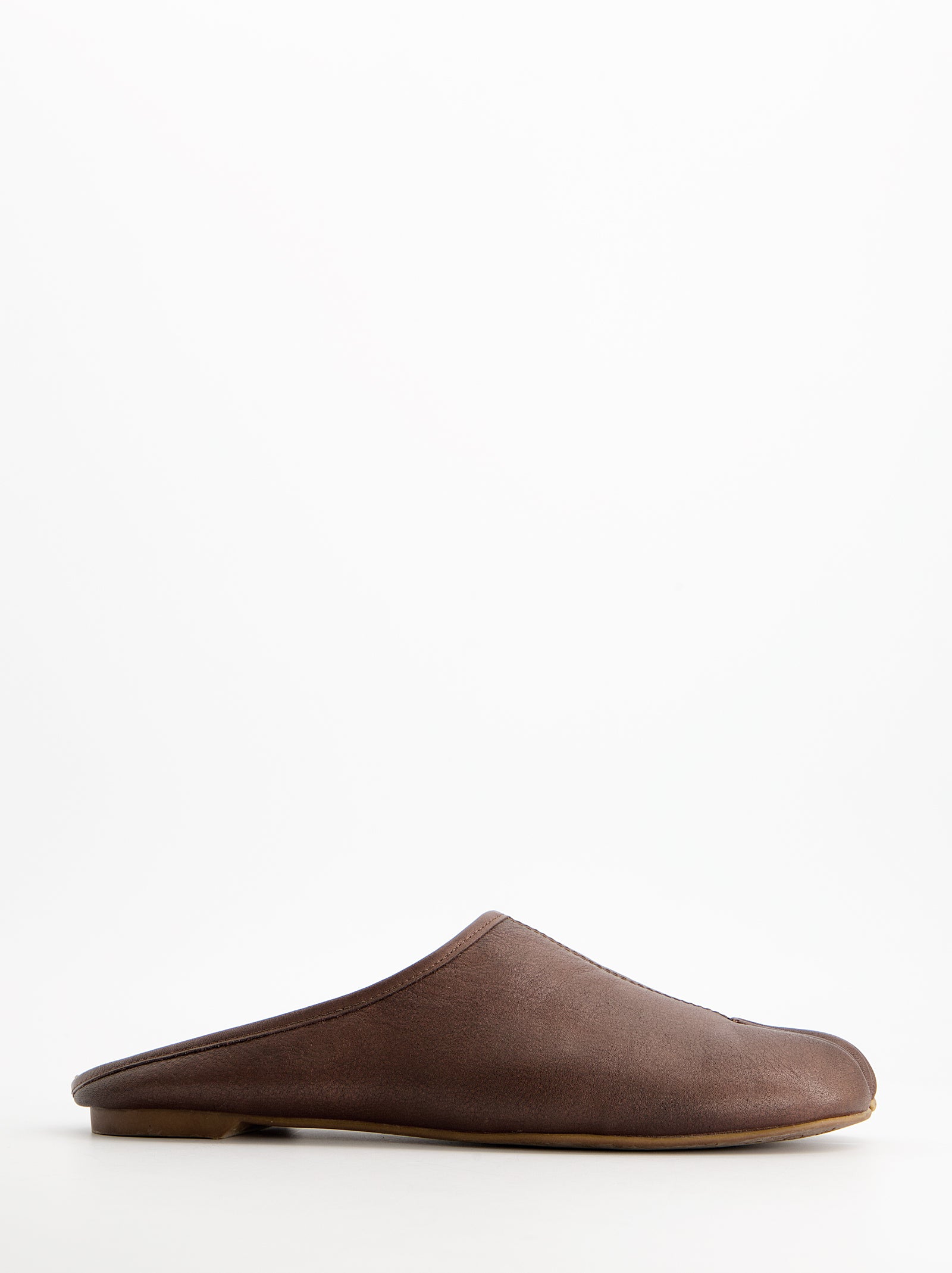 BROWN LEATHER SLIP-ON MULE CLOGS - CASABLANI