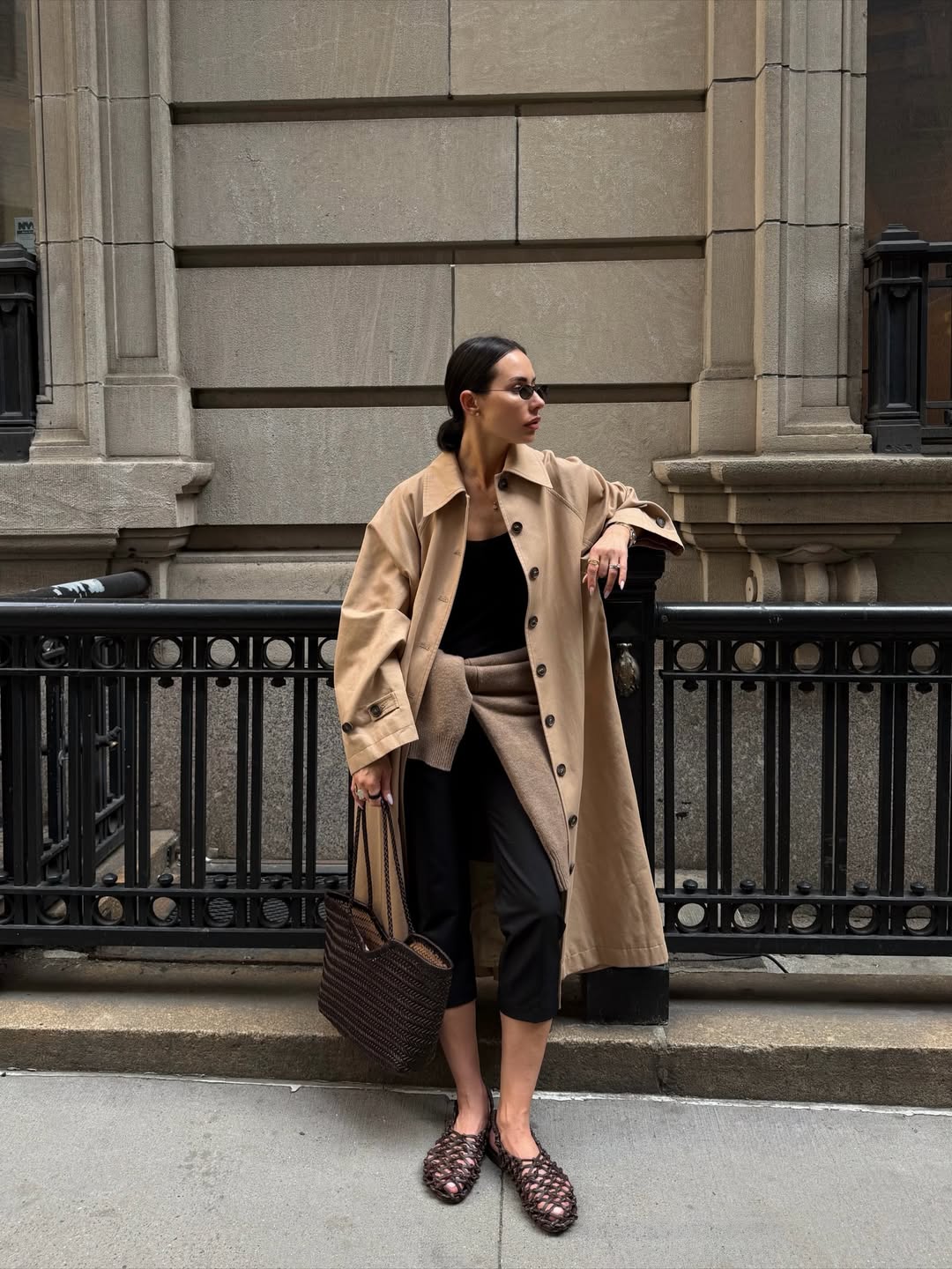 BRAIDED LEATHER SLINGBACK FLATS - THUNDER