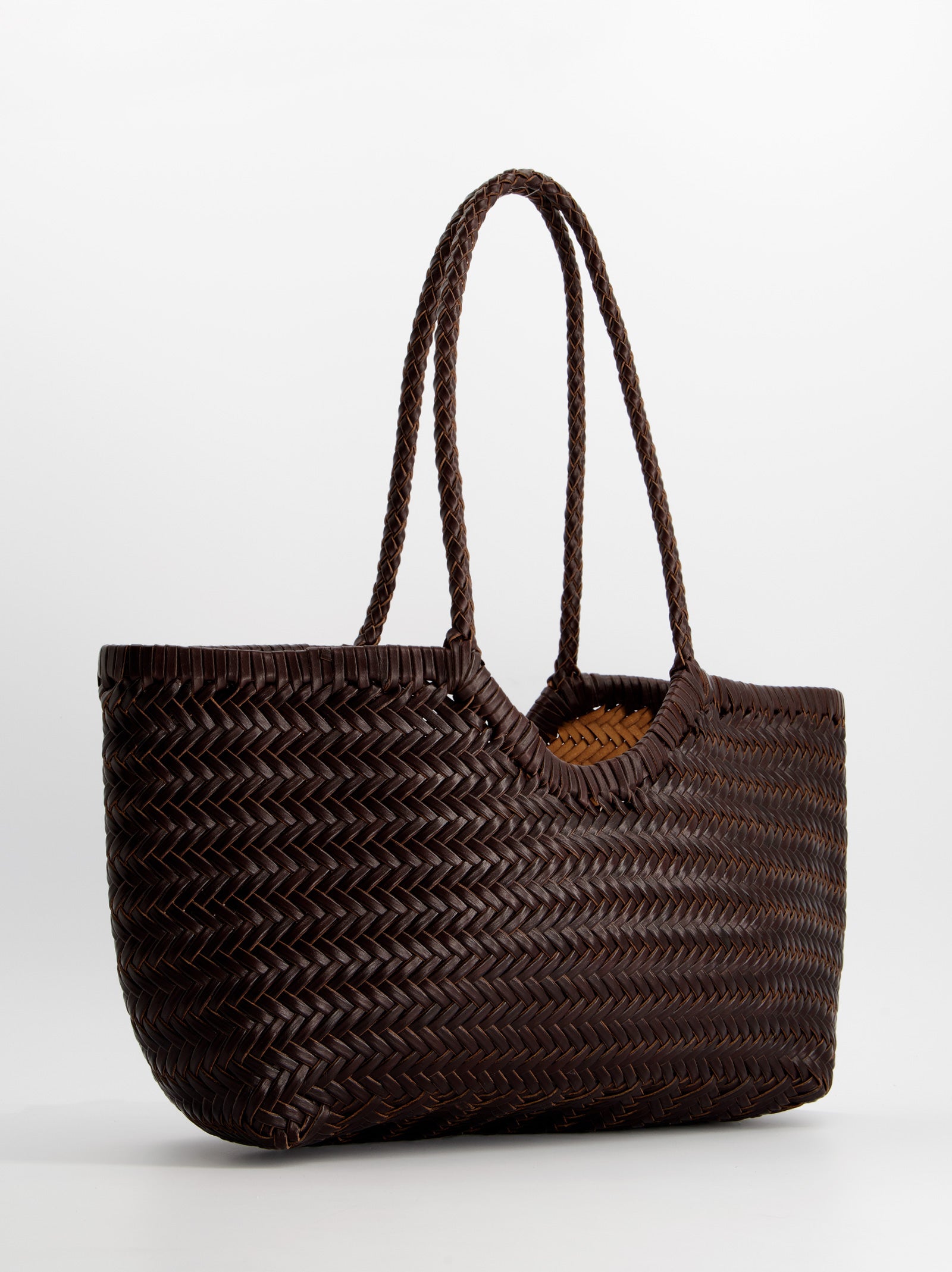 WOVEN LEATHER SHOPPER BAG - ROMI