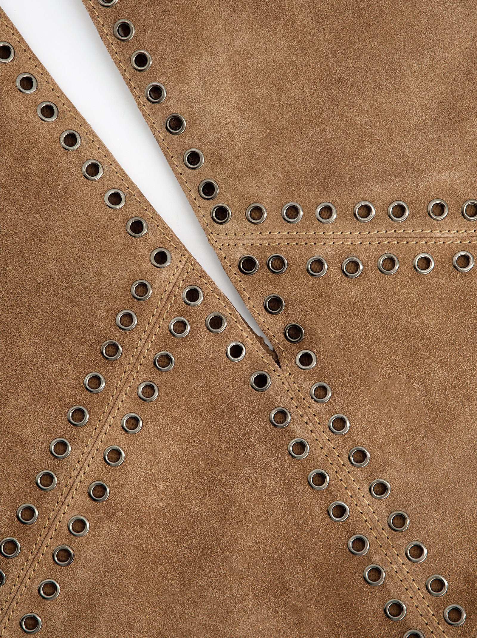 MAXI SUEDE TRIANGLE BAG WITH EYELETS - APRICOTT