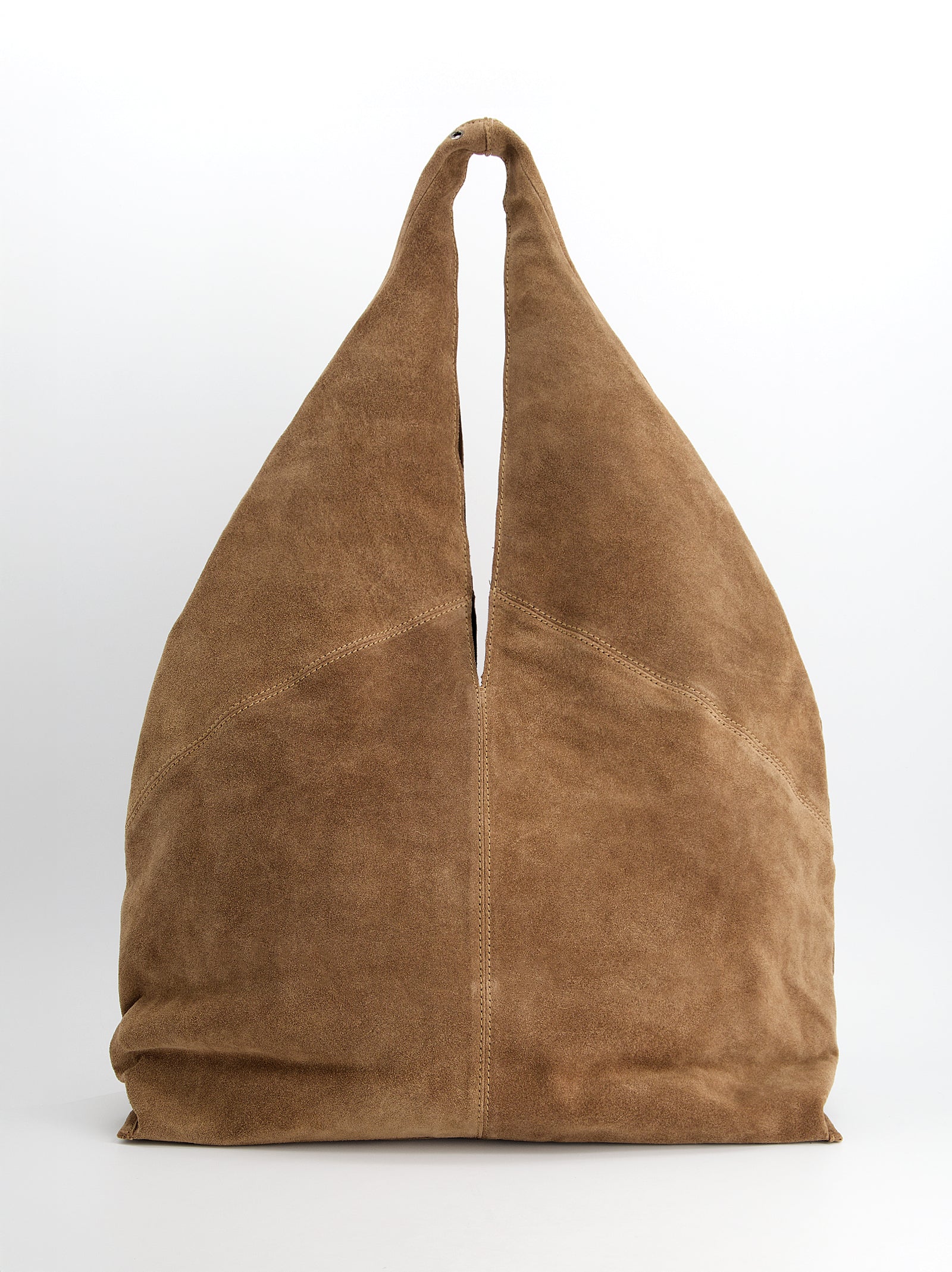 MAXI SUEDE TRIANGLE BAG WITH EYELETS - APRICOTT