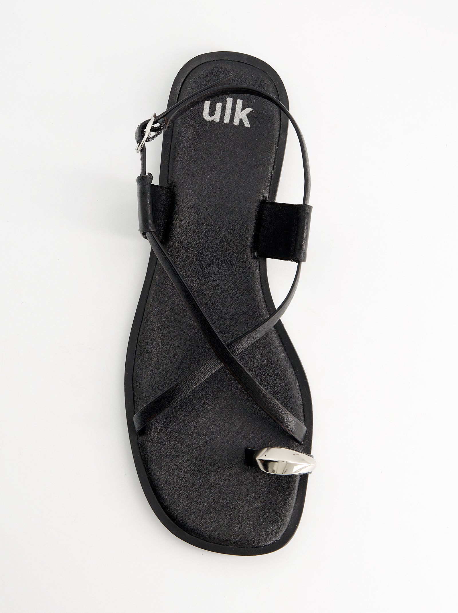 BLACK LEATHER SANDALS - OSSY