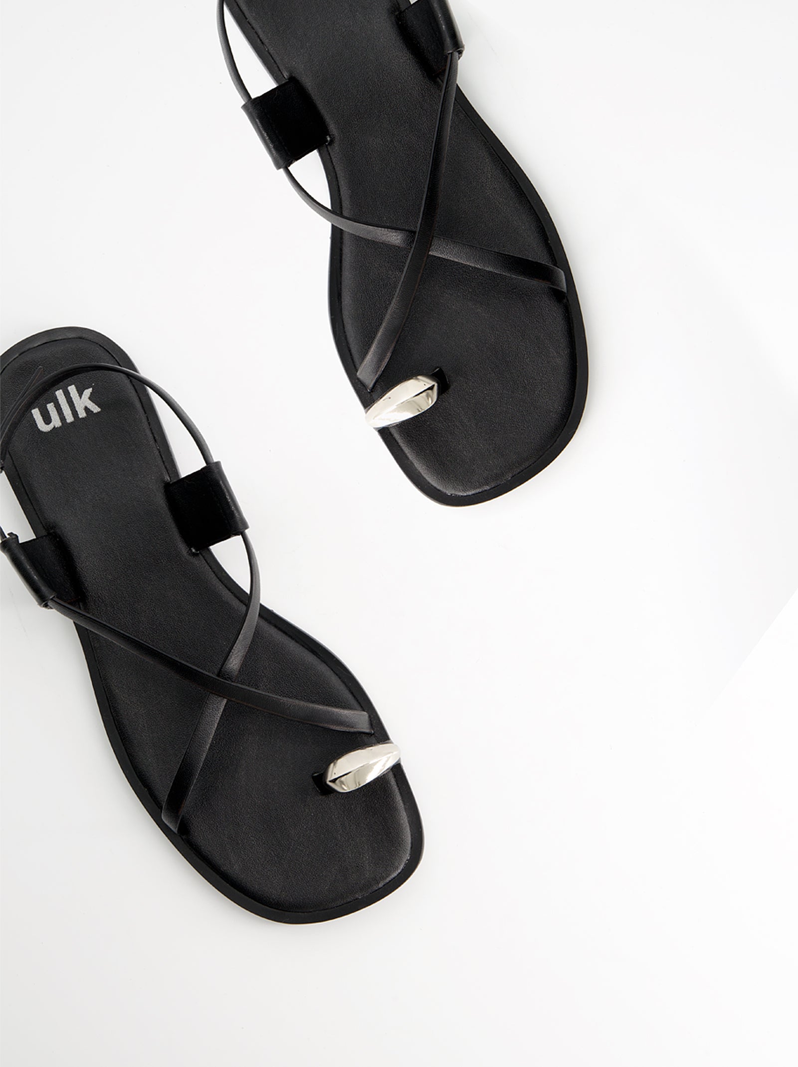 BLACK LEATHER SANDALS - OSSY